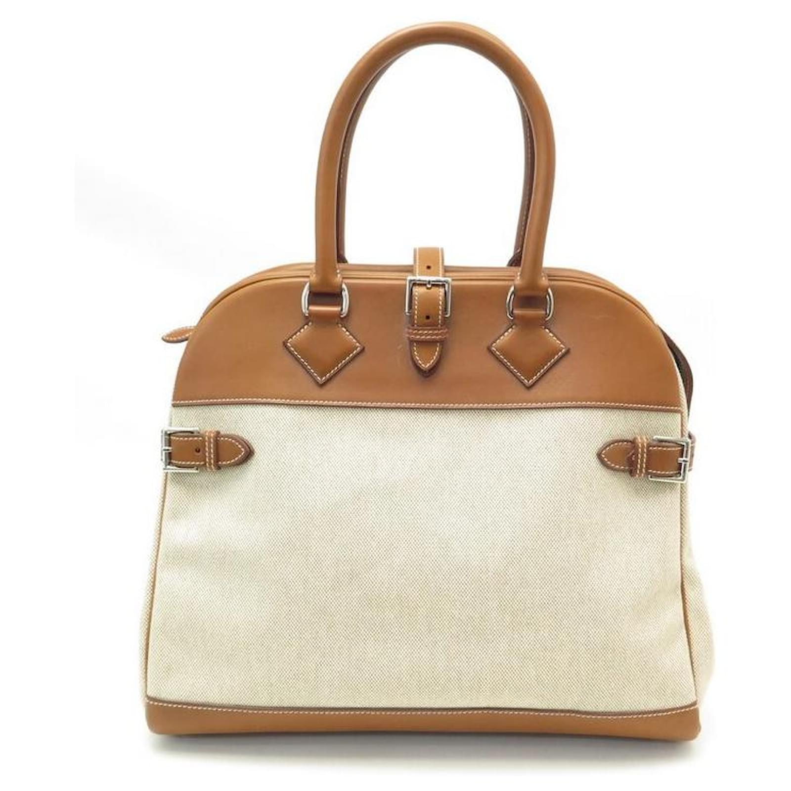 Hermès BORSA A MANO HERMES ATLAS 35 BORSA A MANO CM BARENIA IN PELLE E TELA  DI PELLE Marrone ref.311605 - Joli Closet