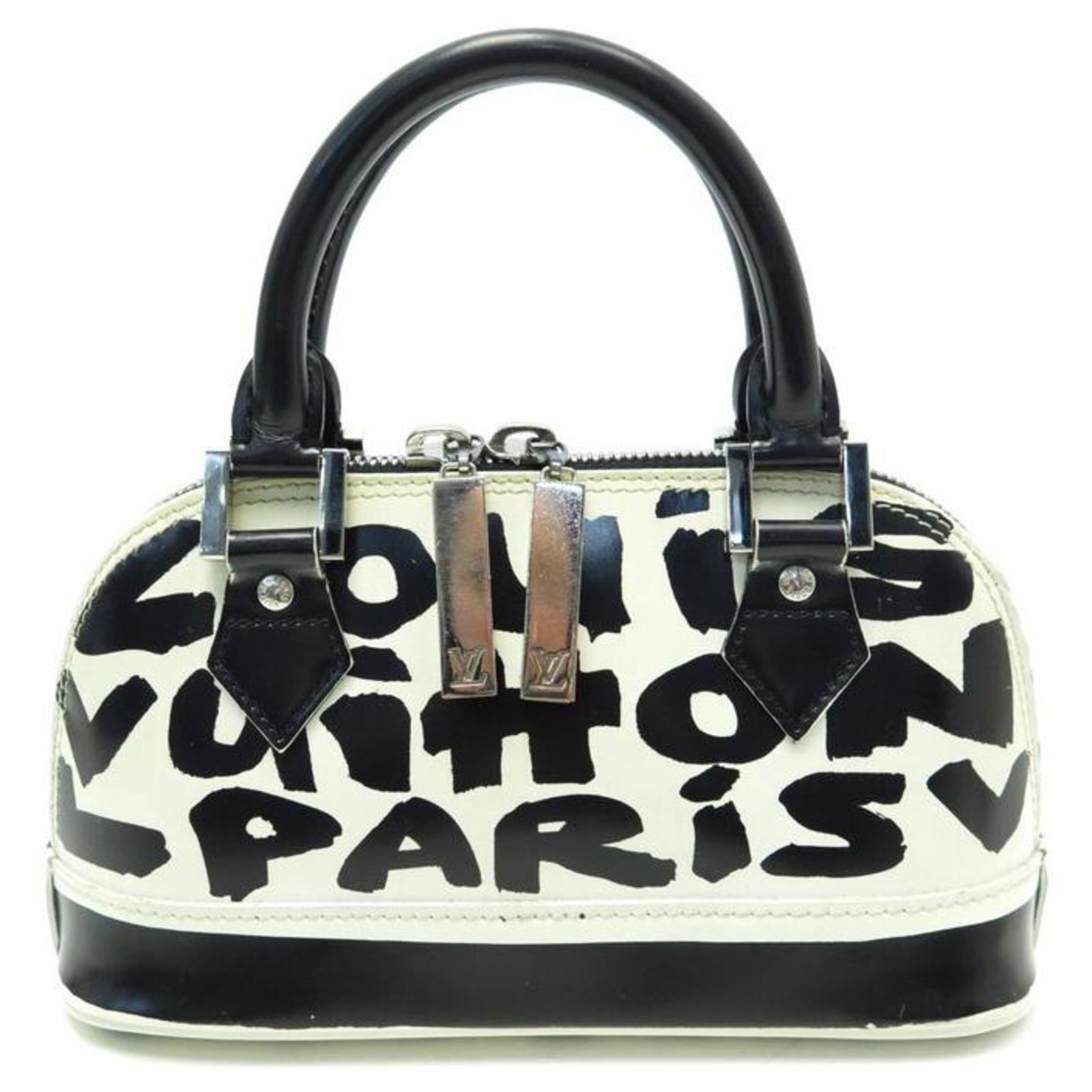 Pink and white Mini Alma bag Graffiti Collection by Stephen