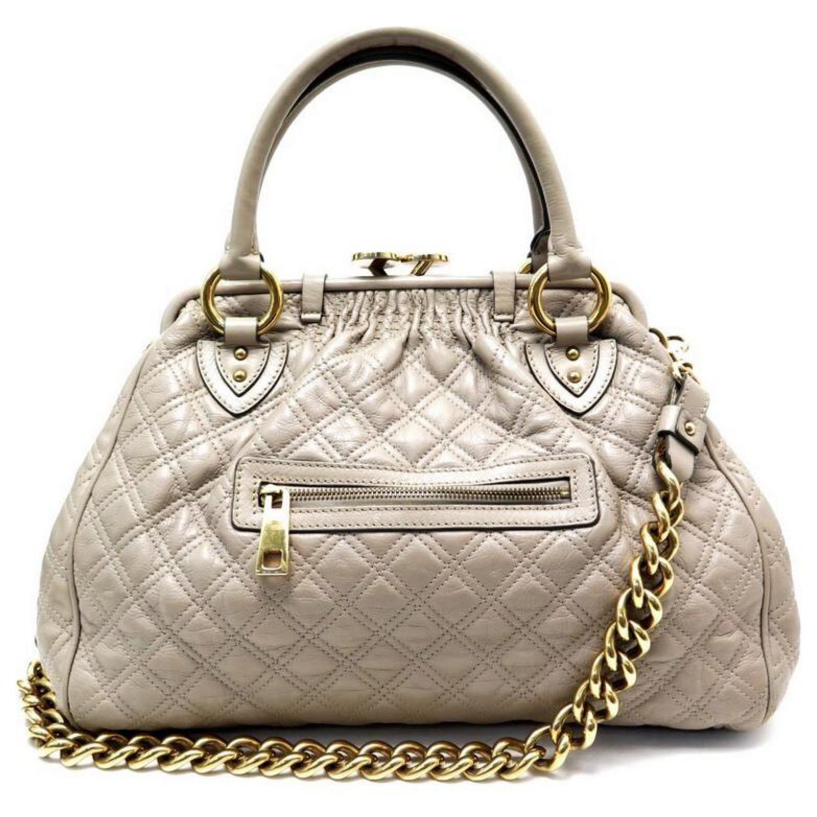 Marc Jacobs - Authenticated The Box Bag Handbag - Leather Beige Plain for Women, Very Good Condition