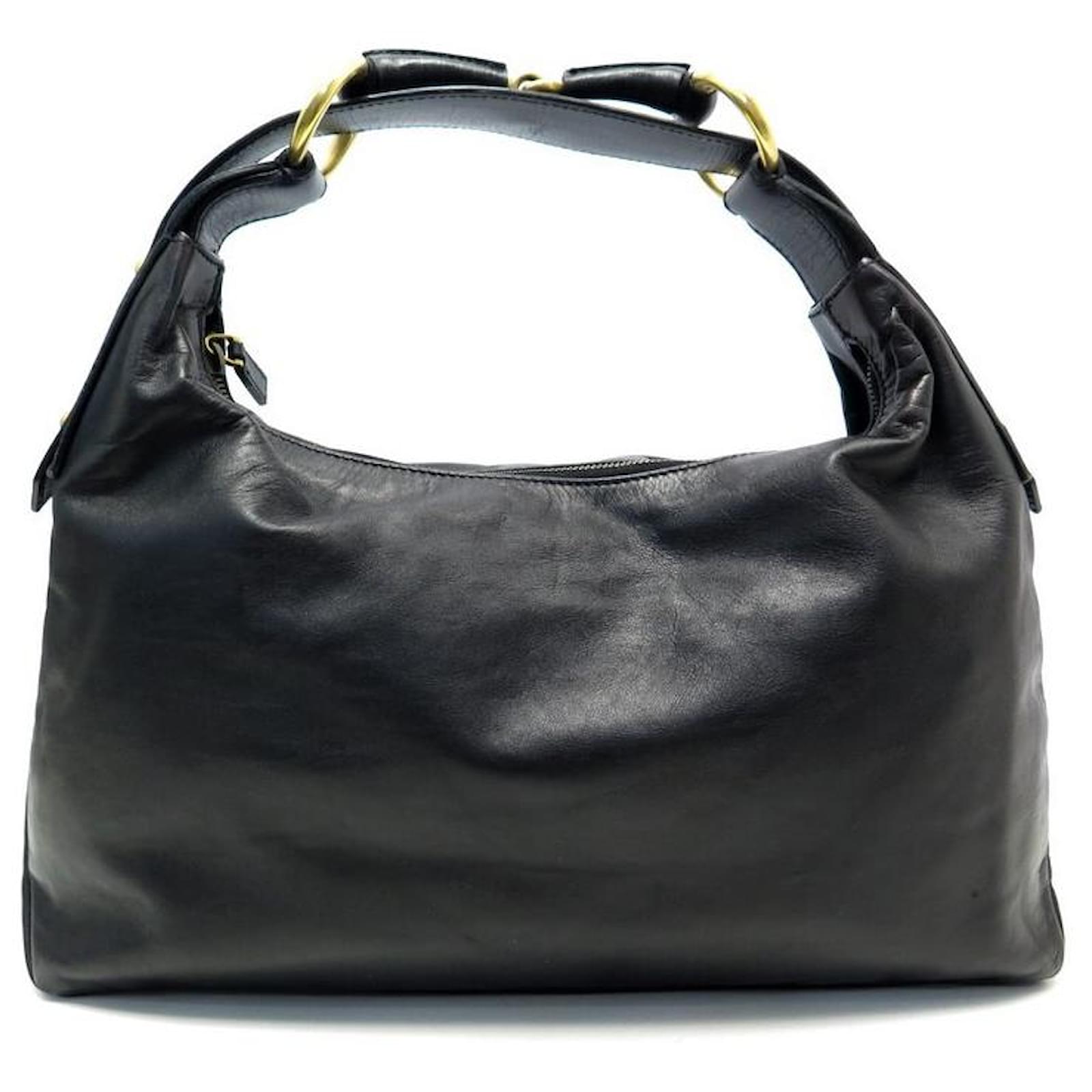 BOLSO DE MANO GUCCI HORSEBIT HOBO 115867 BOLSO DE MANO PIEL NEGRA Negro  Cuero ref.311991 - Joli Closet