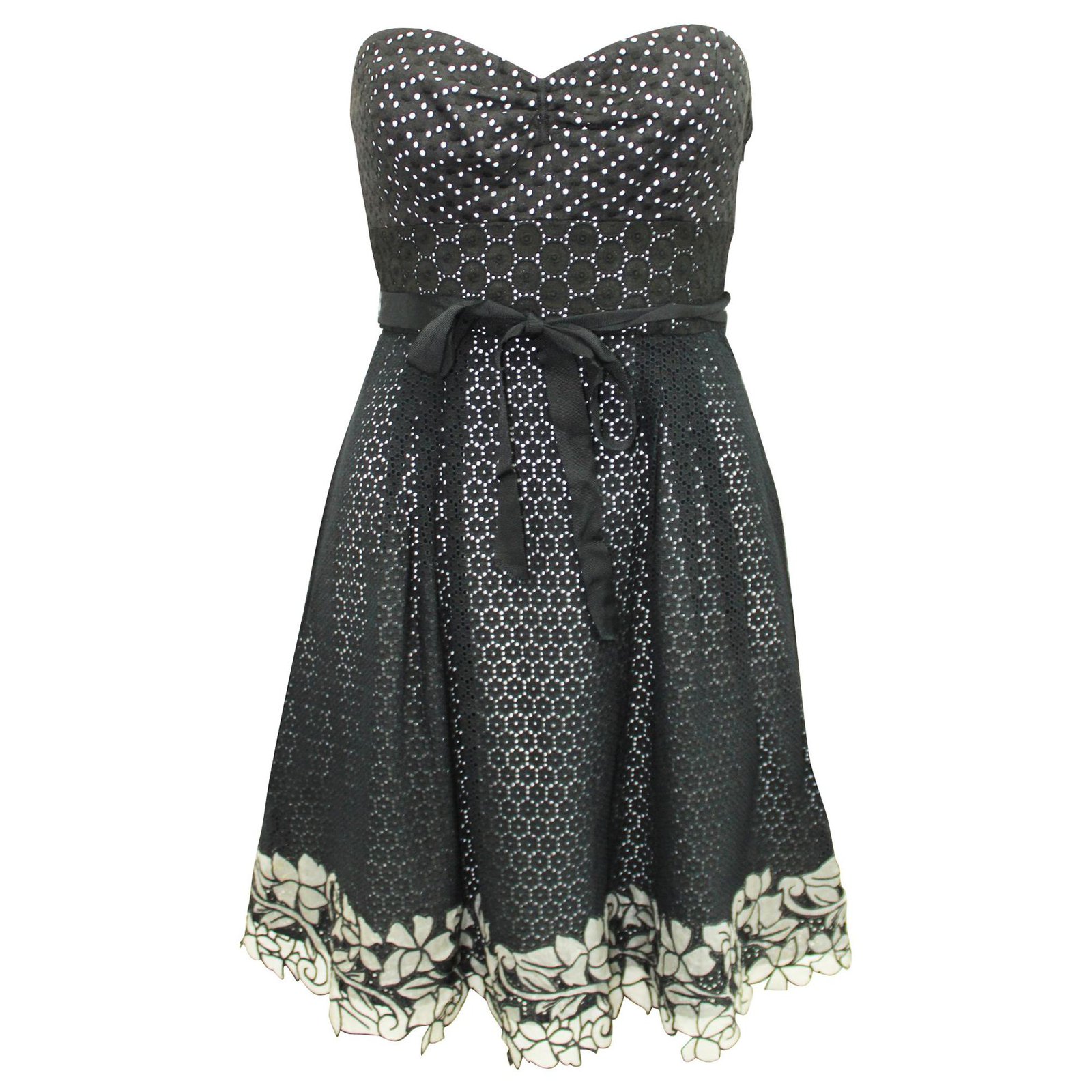 Bcbg Max Azria Strapless Lace Dress Black Cotton ref.312748 Joli