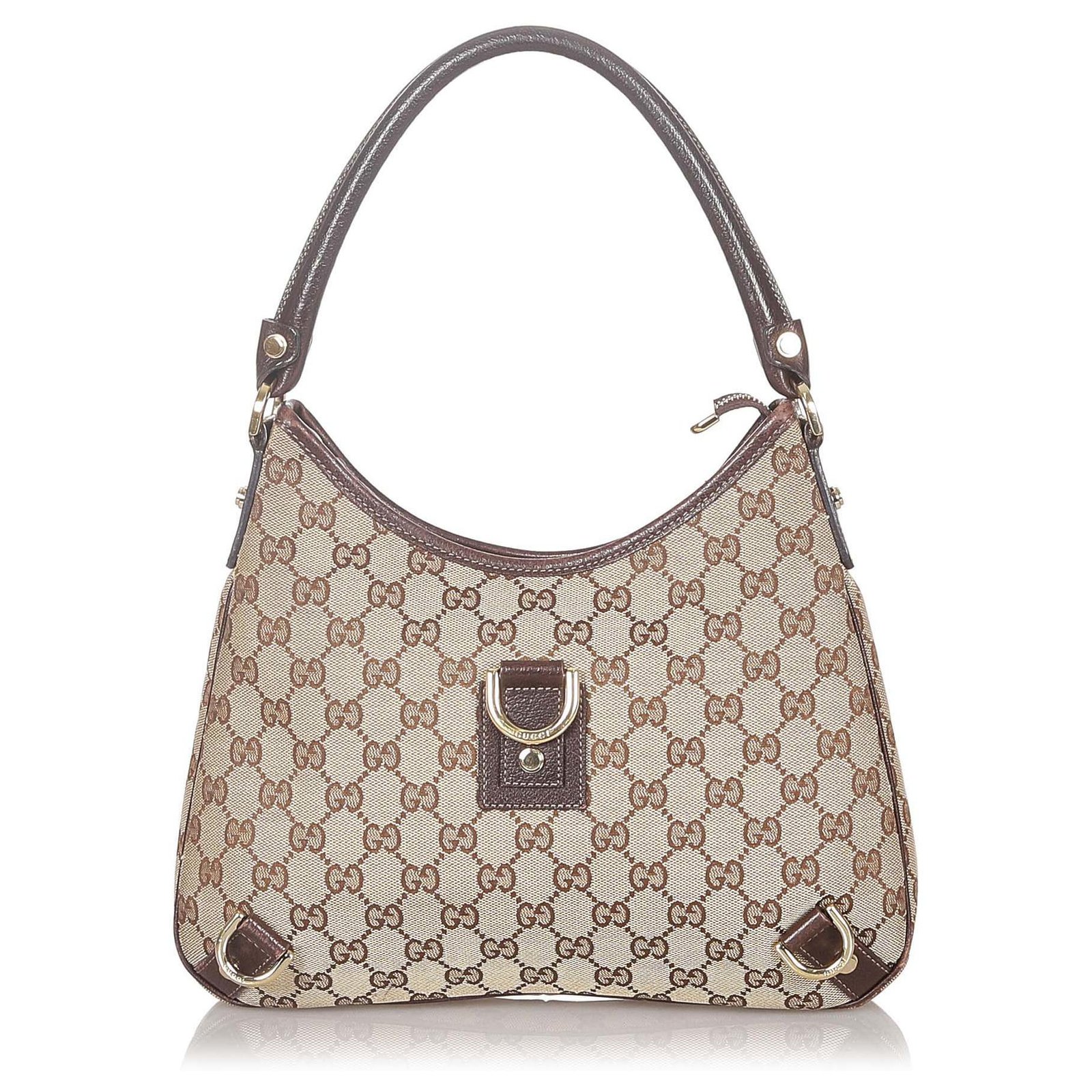 GUCCI Abbey GG Canvas D Ring GG Canvas Hobo Bag Beige 130738