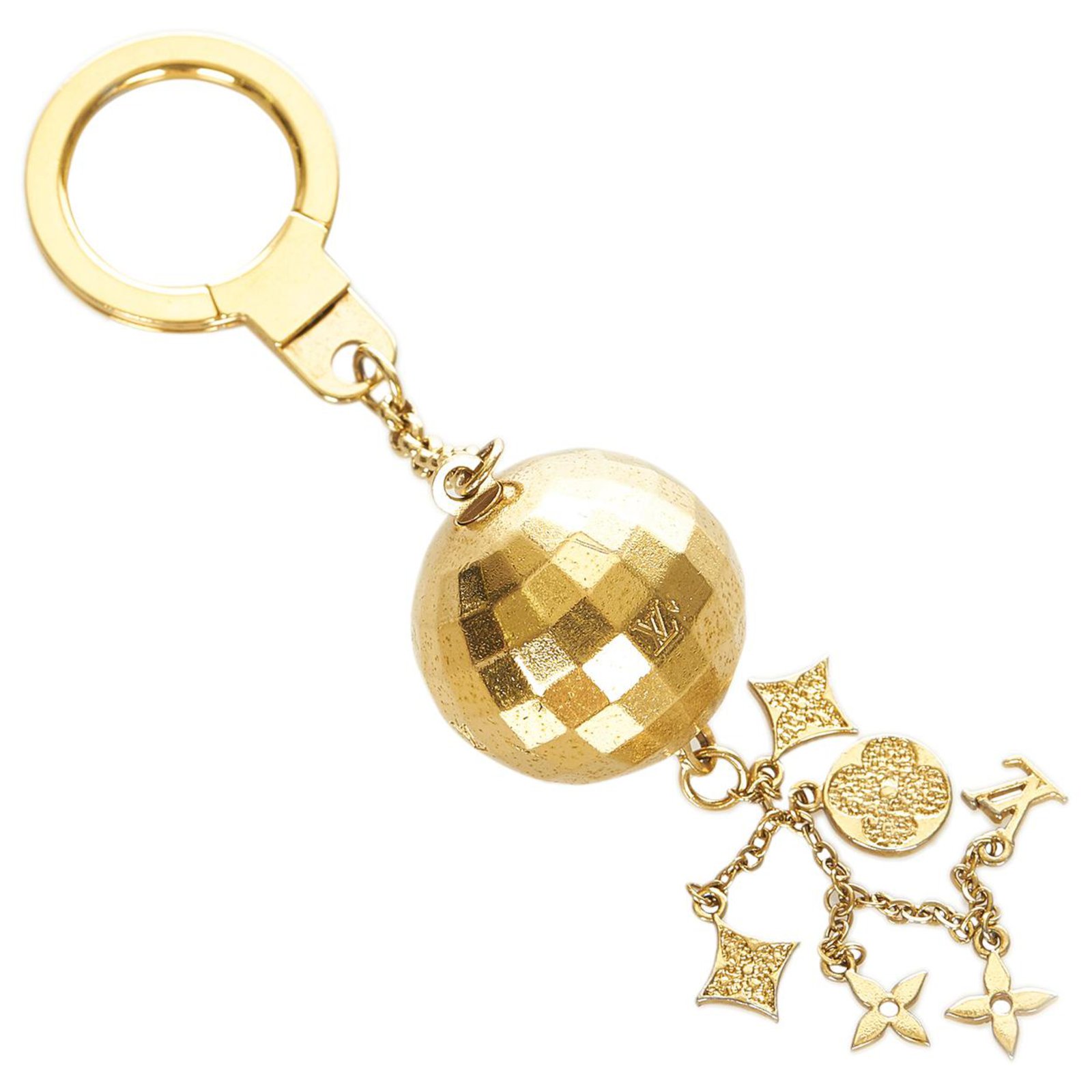 Louis Vuitton Gold Glitter Mirror Ball Key Chain