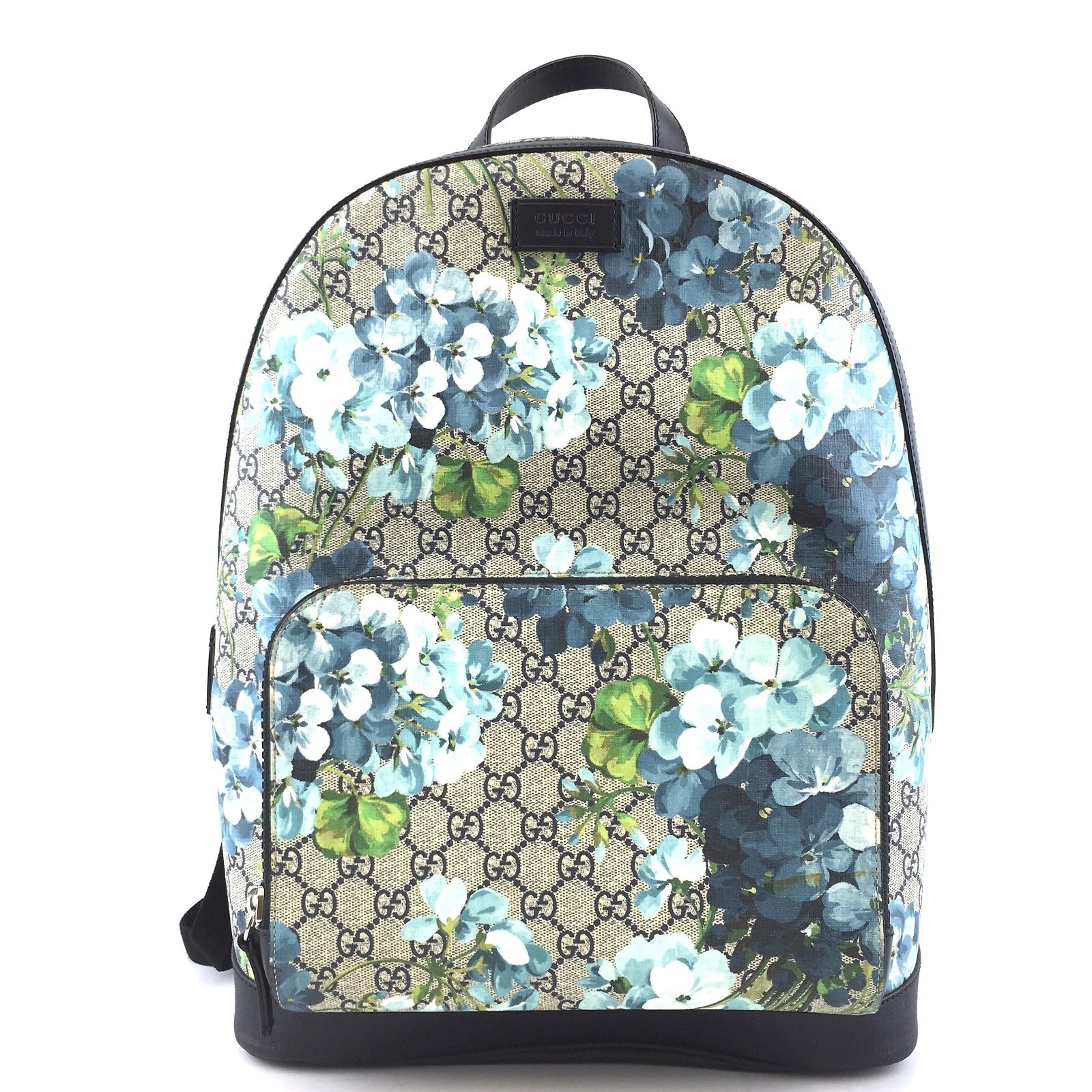 Gucci Backpack Blooms Print Logo Beige GG Supreme Canvas 