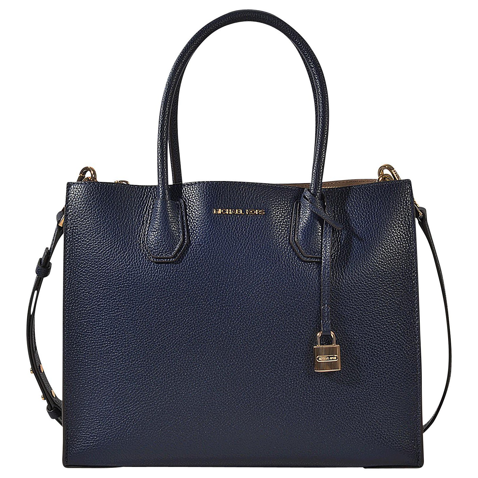 Michael Kors Mercer Large Accordion Navy Blue Pebbled Leather Convertible  Tote