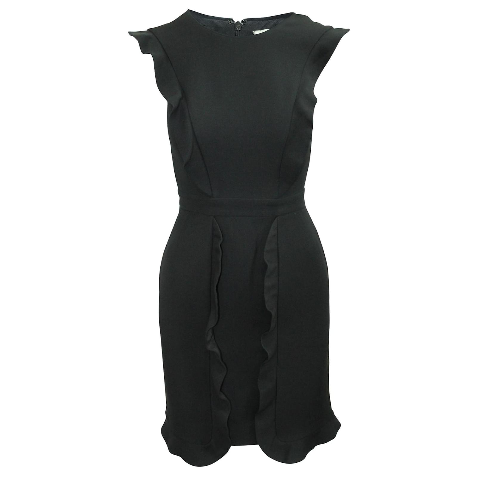 Fendi Vestitino nero con volant sul davanti Lana ref.313739 - Joli Closet