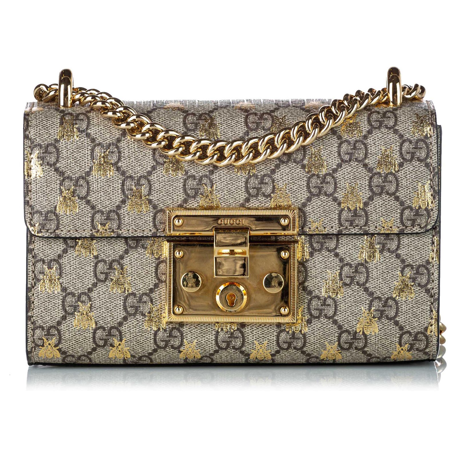 Gucci Brown GG Supreme Padlock Shoulder Bag Cloth Cloth ref.903621 - Joli  Closet