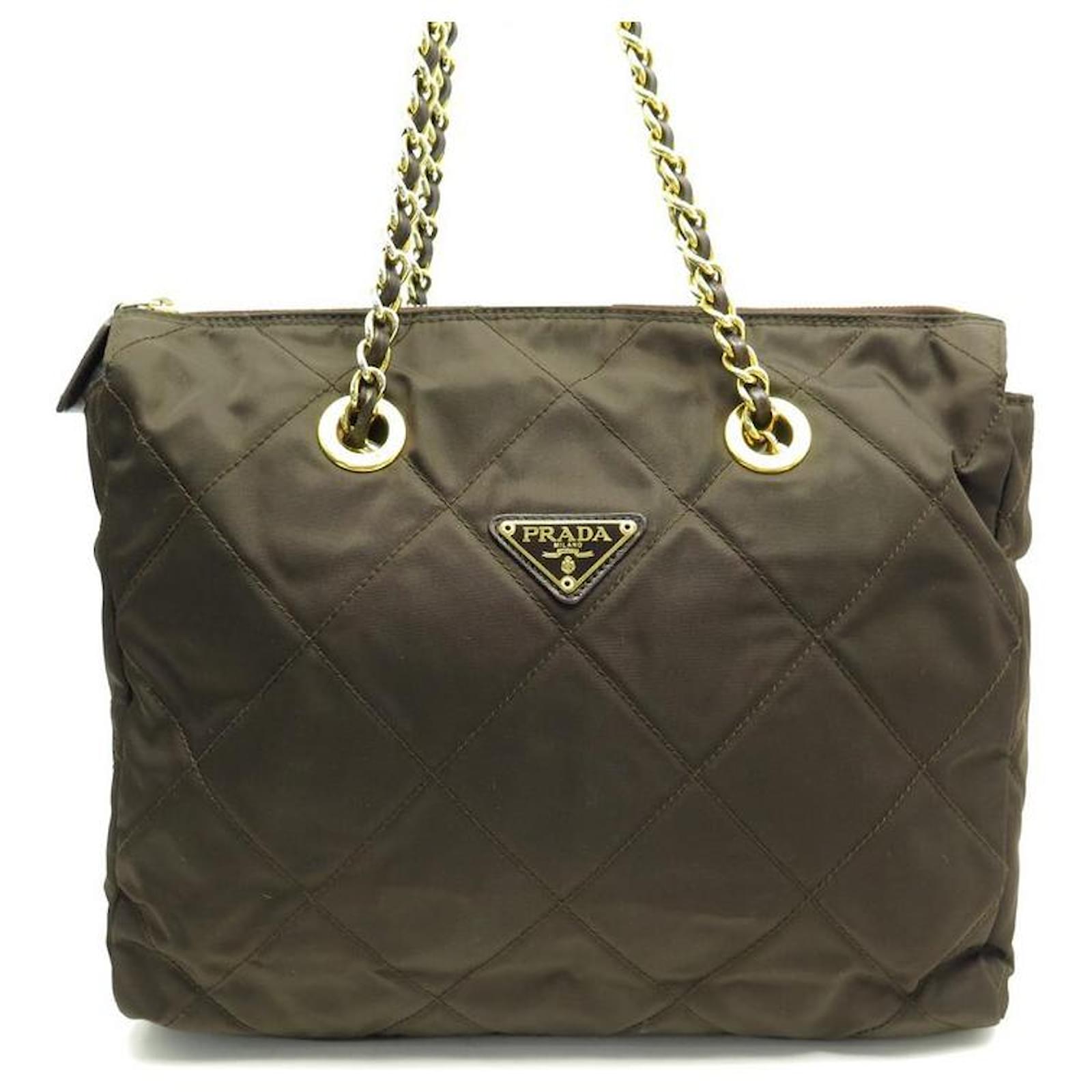 NUOVA BORSA A MANO PRADA B1239 BORSA A MANO IN TELA MARRONE TELA DI NYLON  TRAPUNTATA ref.314089 - Joli Closet