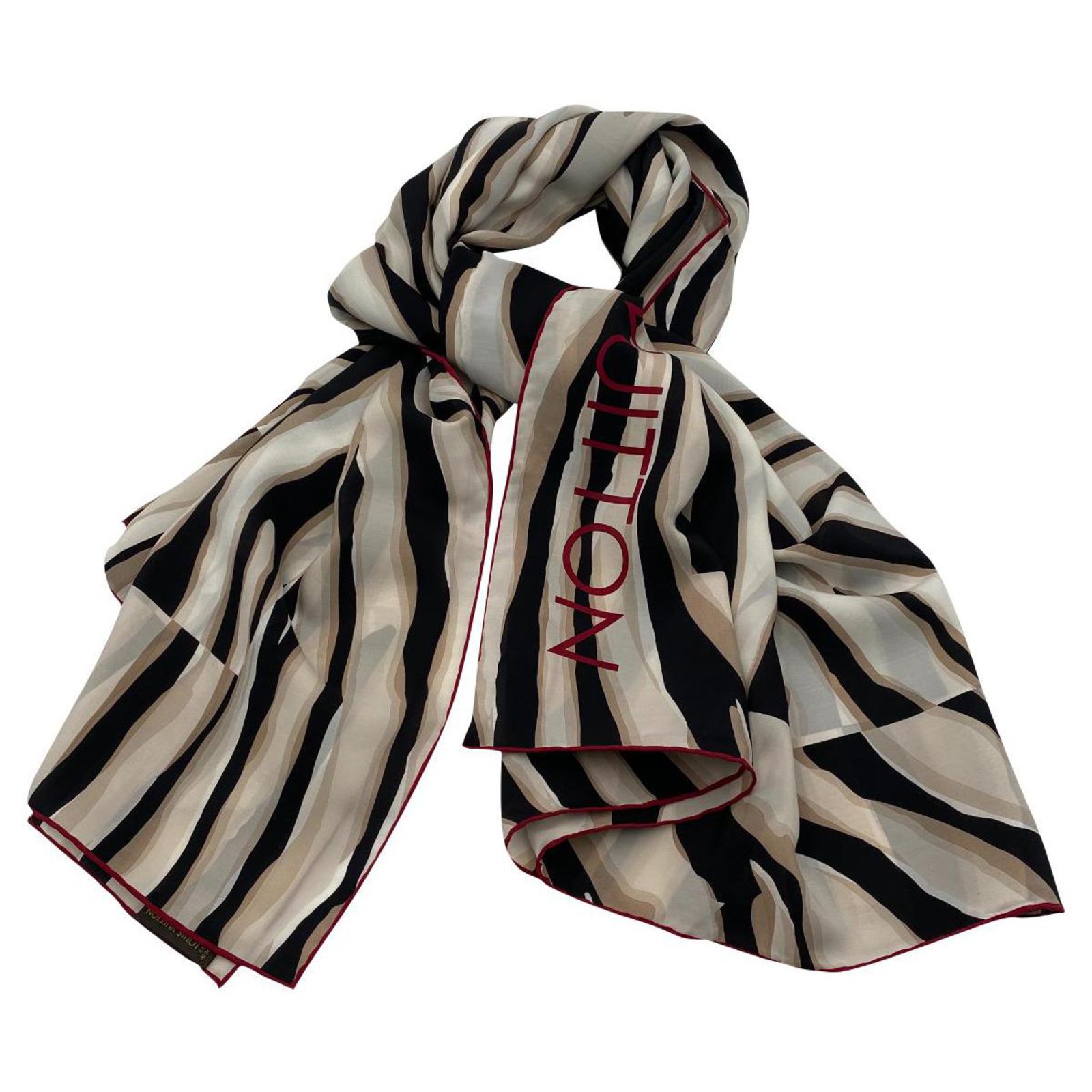 Chale geant Louis Vuitton zebra Eggshell Silk ref.314145 - Joli Closet
