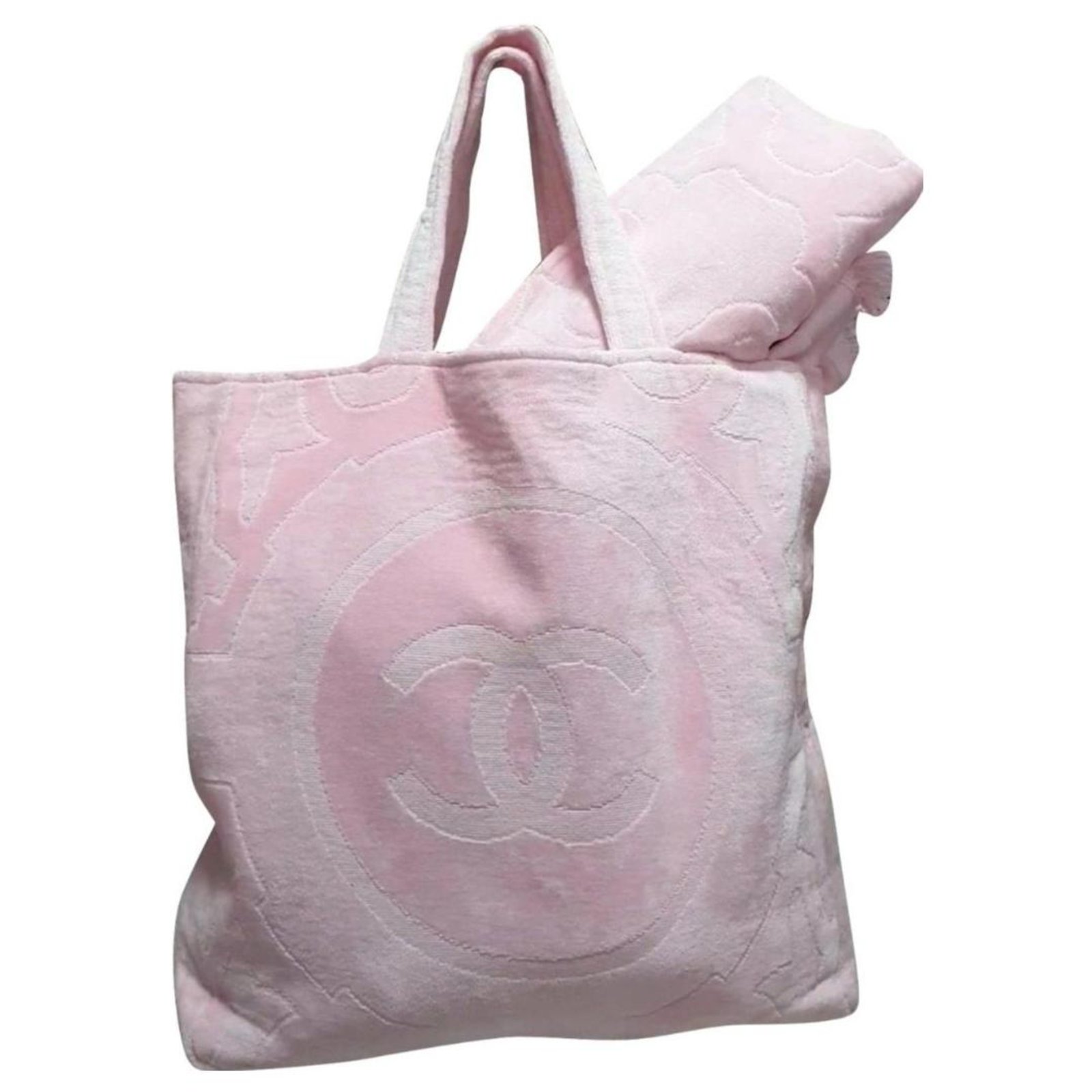 Chanel shopper beach bag Pink Cotton ref.314237 - Joli Closet