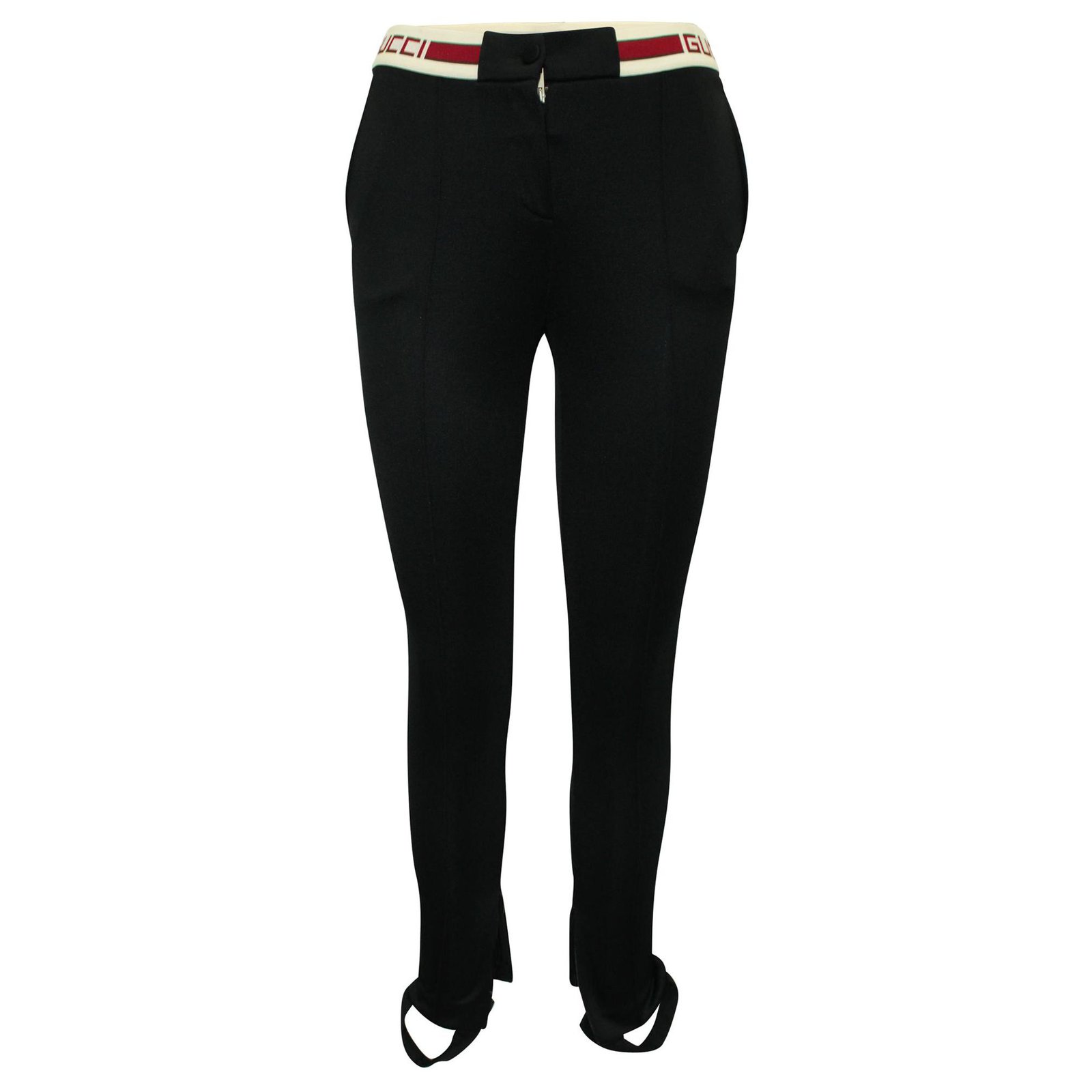 Gucci Black Stirrup Bants with Elastic Striped Waistband Polyester  ref.314589 - Joli Closet