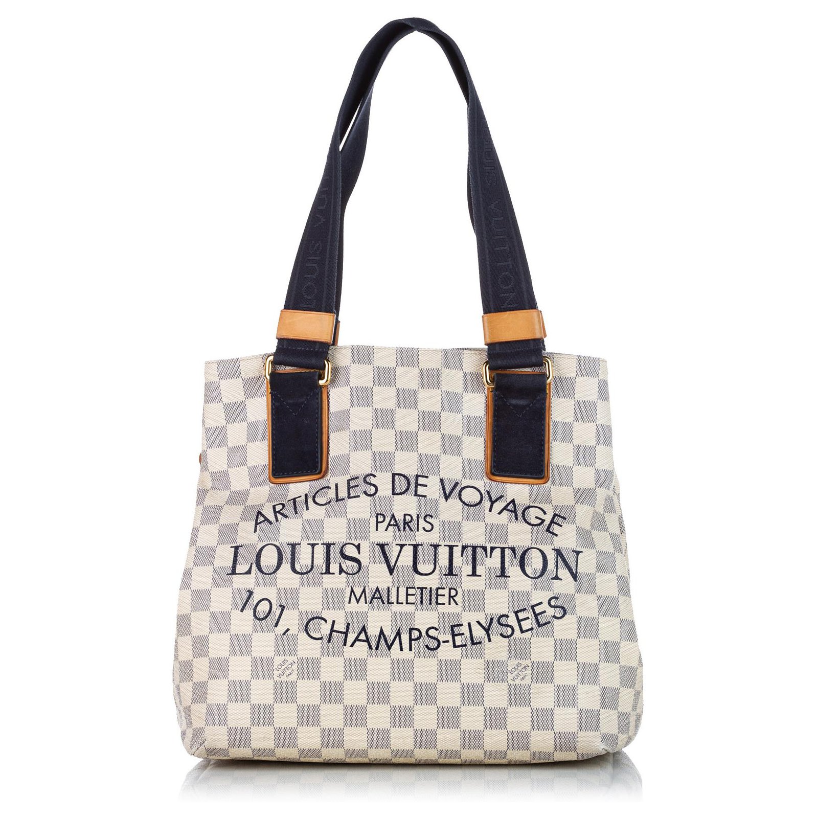Louis Vuitton White Damier Azur Beach Cabas GM Blue Cloth ref