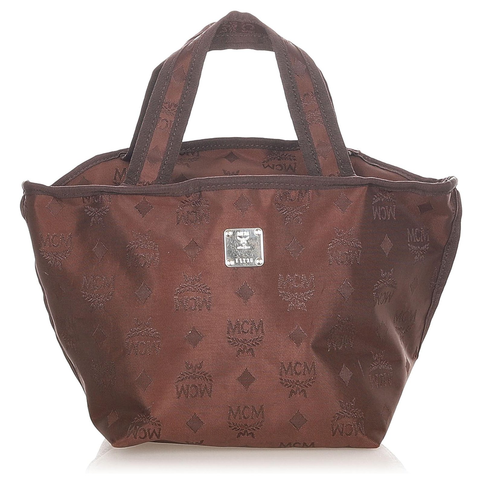 Mcm Trimmed Nylon Leather Tote Bag