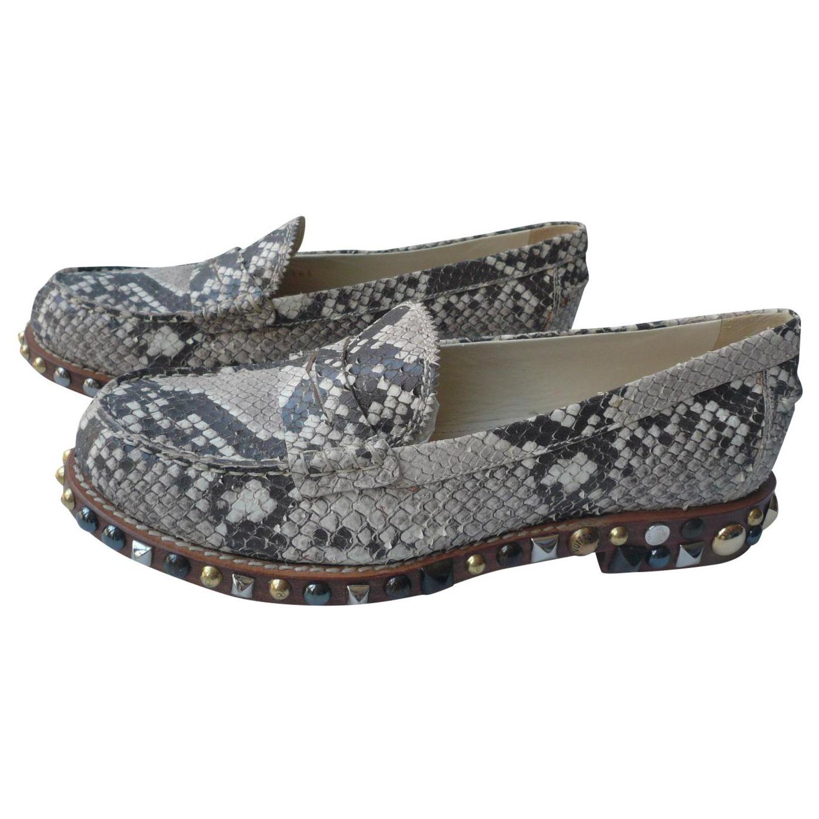 Louis Vuitton, Shoes, Louis Vuitton Python Logo Womens Loafers