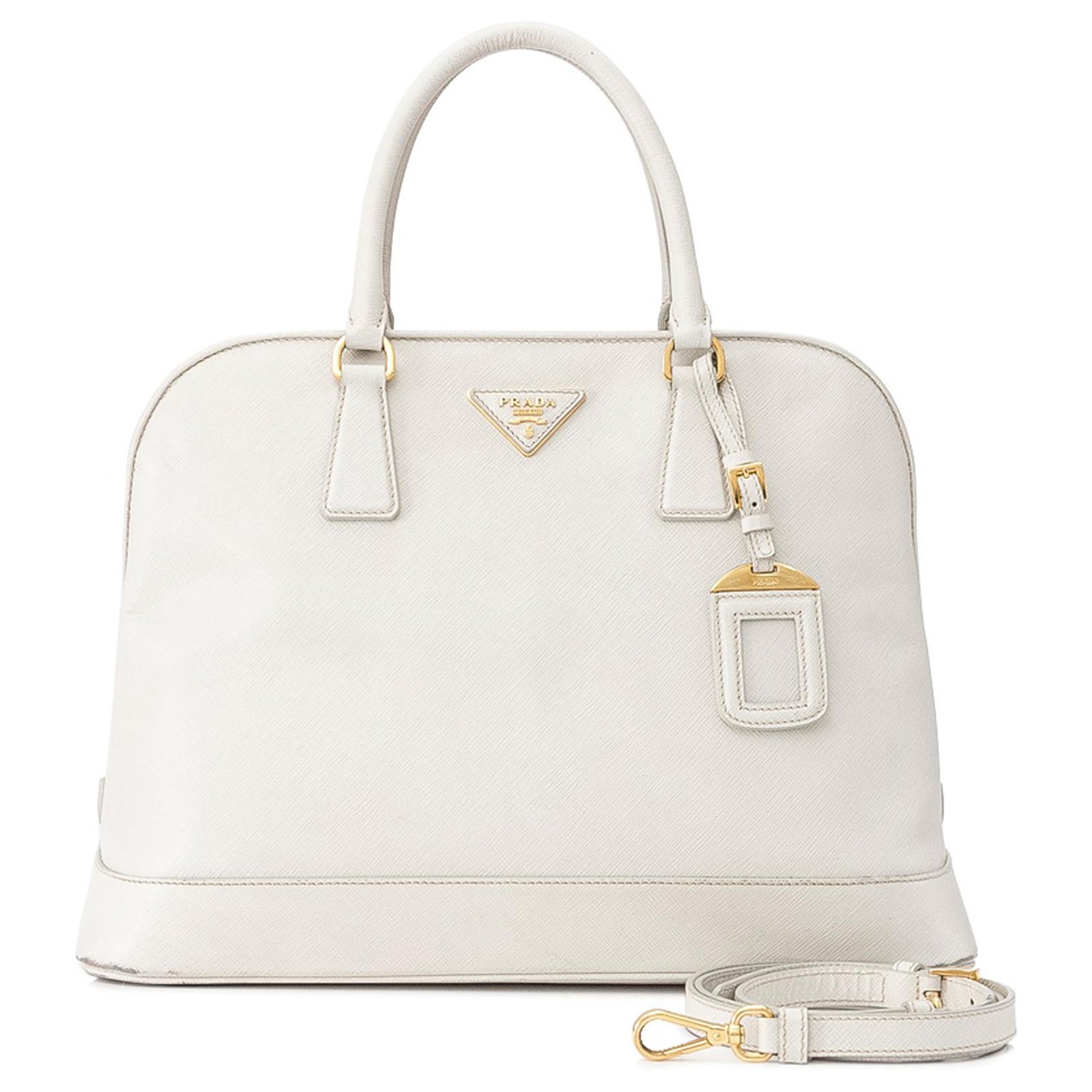 White Prada Promenade Saffiano Leather Bag