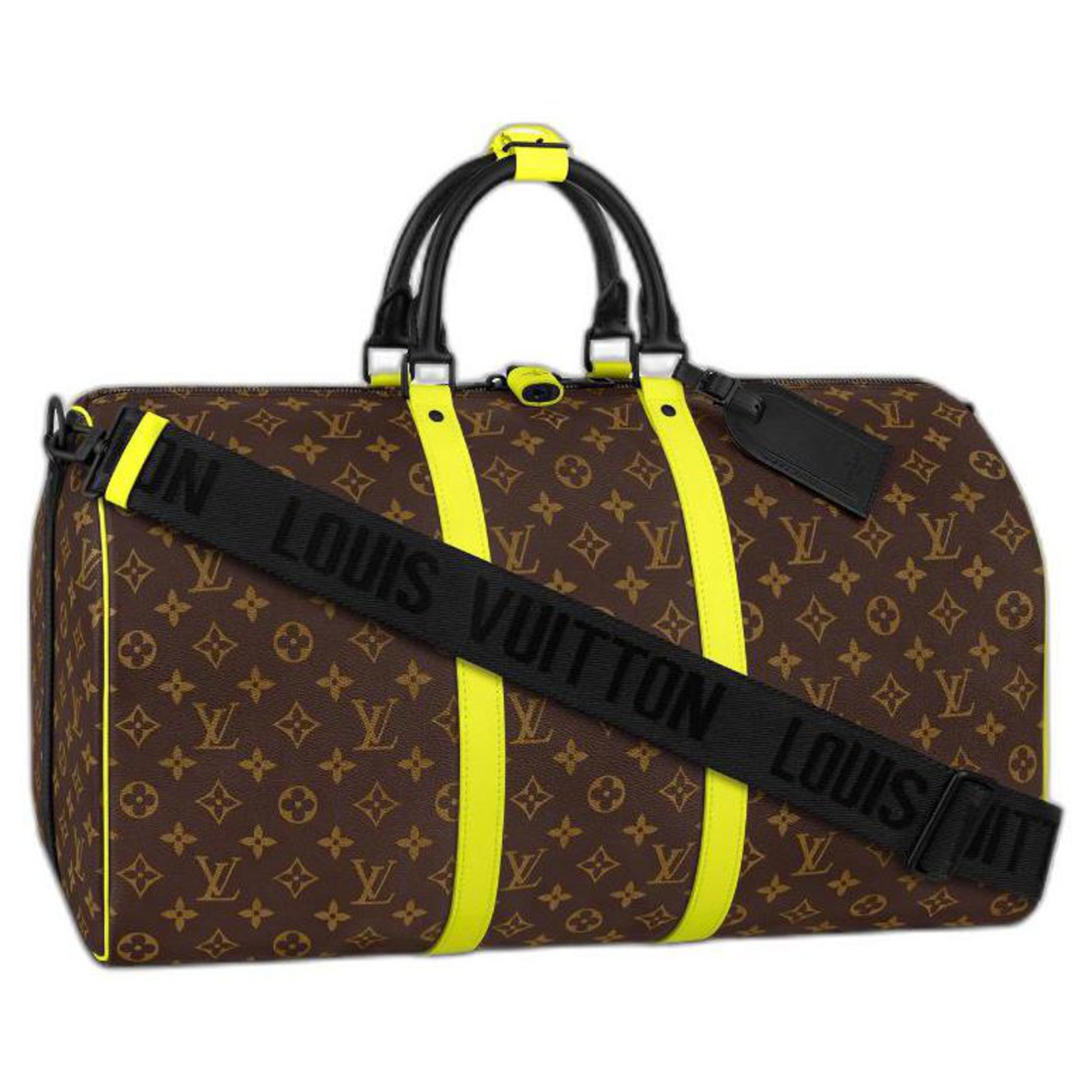 Louis Vuitton LV macassar yellow Keepall Brown Leather ref.315995