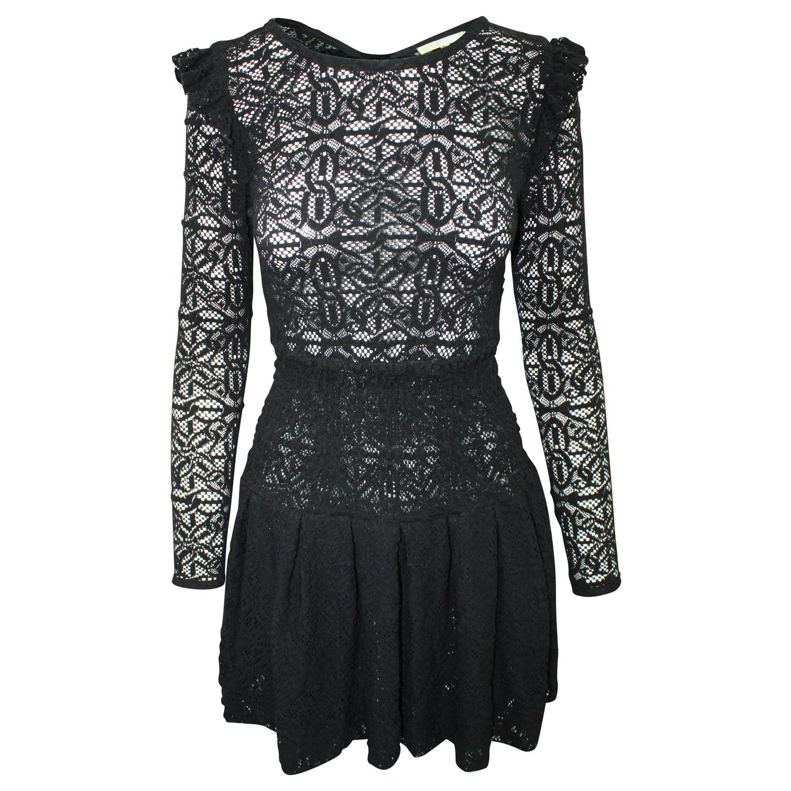 Maje Lace Mini Black Dress Polyamide Nylon ref.316575 Joli Closet