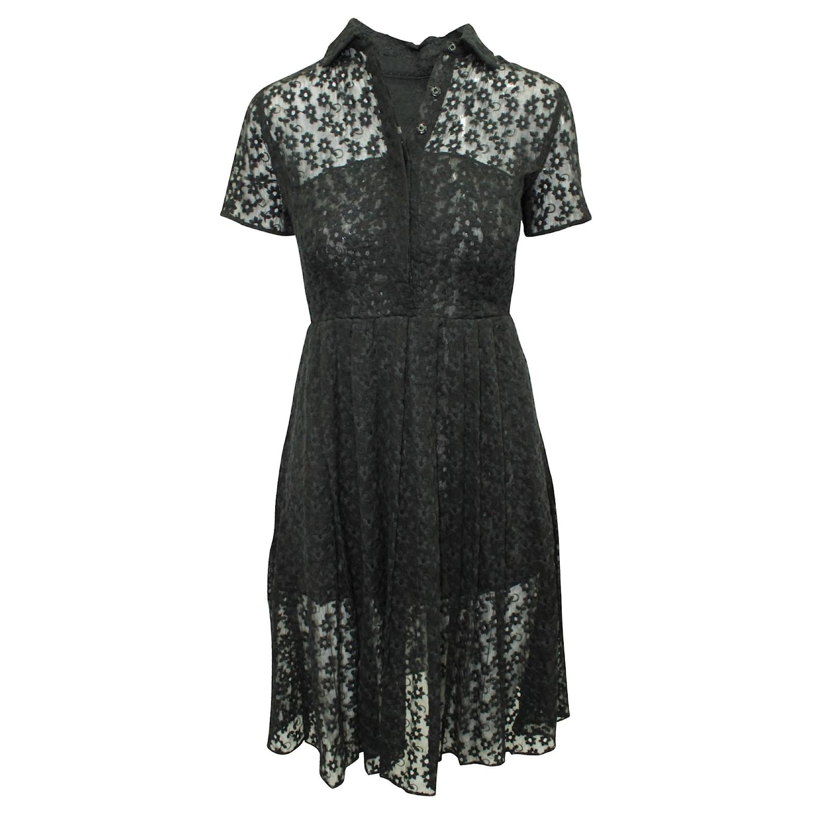 Reformation Elegant Black Lace Dress with Collar (Sold) - Joli Closet