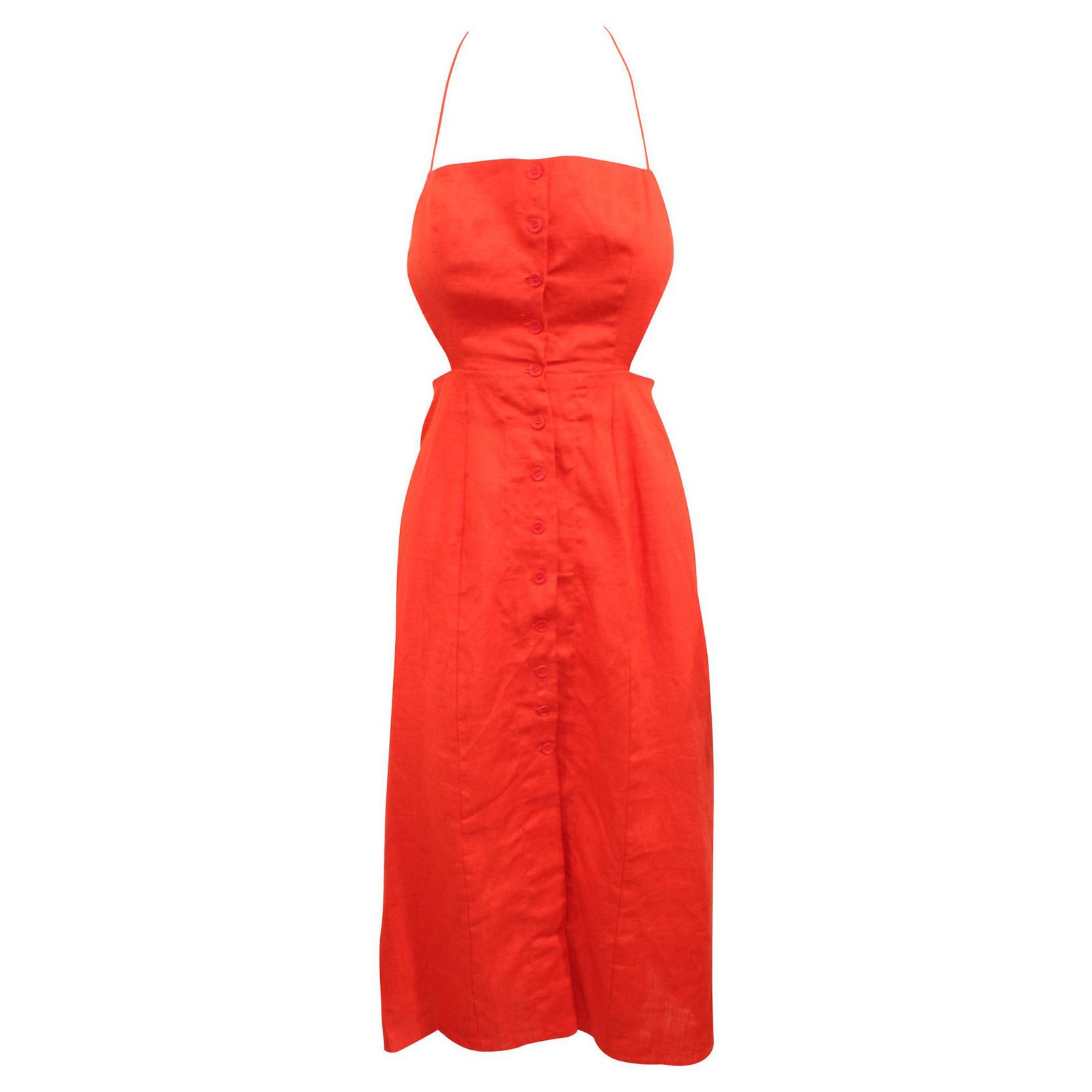 Reformation Red Linen Maxi Dress with Buttons ref.316696 - Joli Closet