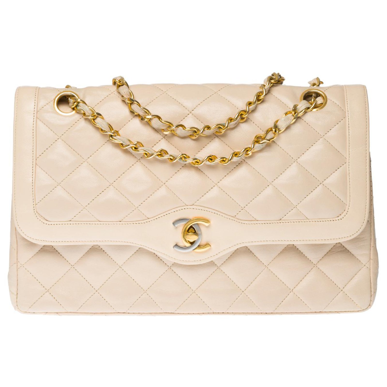 Very Rare Chanel Timeless / Classique lined flap bag in beige