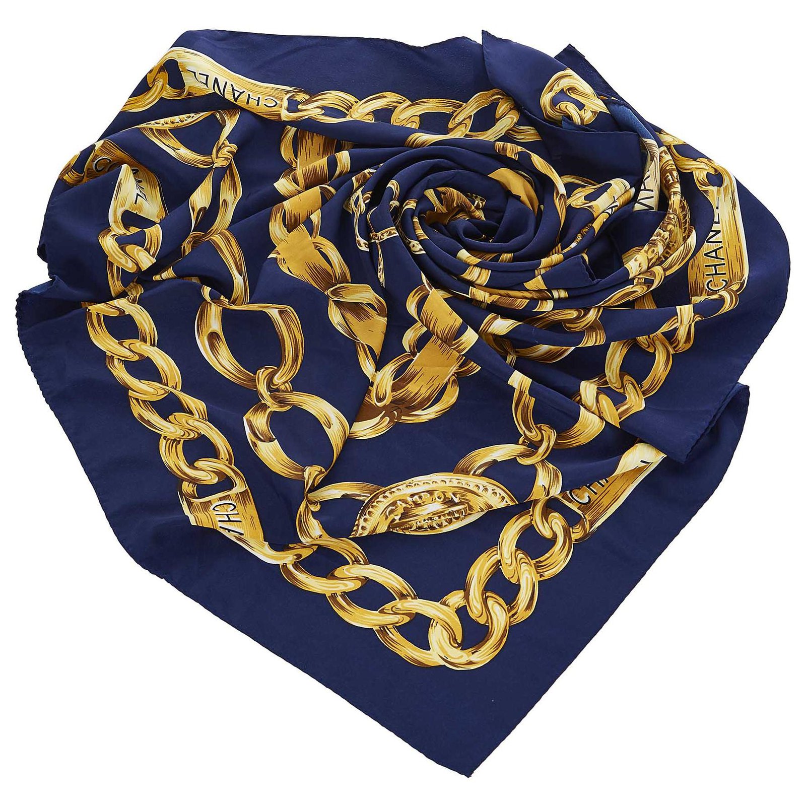 Chanel // Navy Shooting Star Vintage Silk Scarf – VSP Consignment