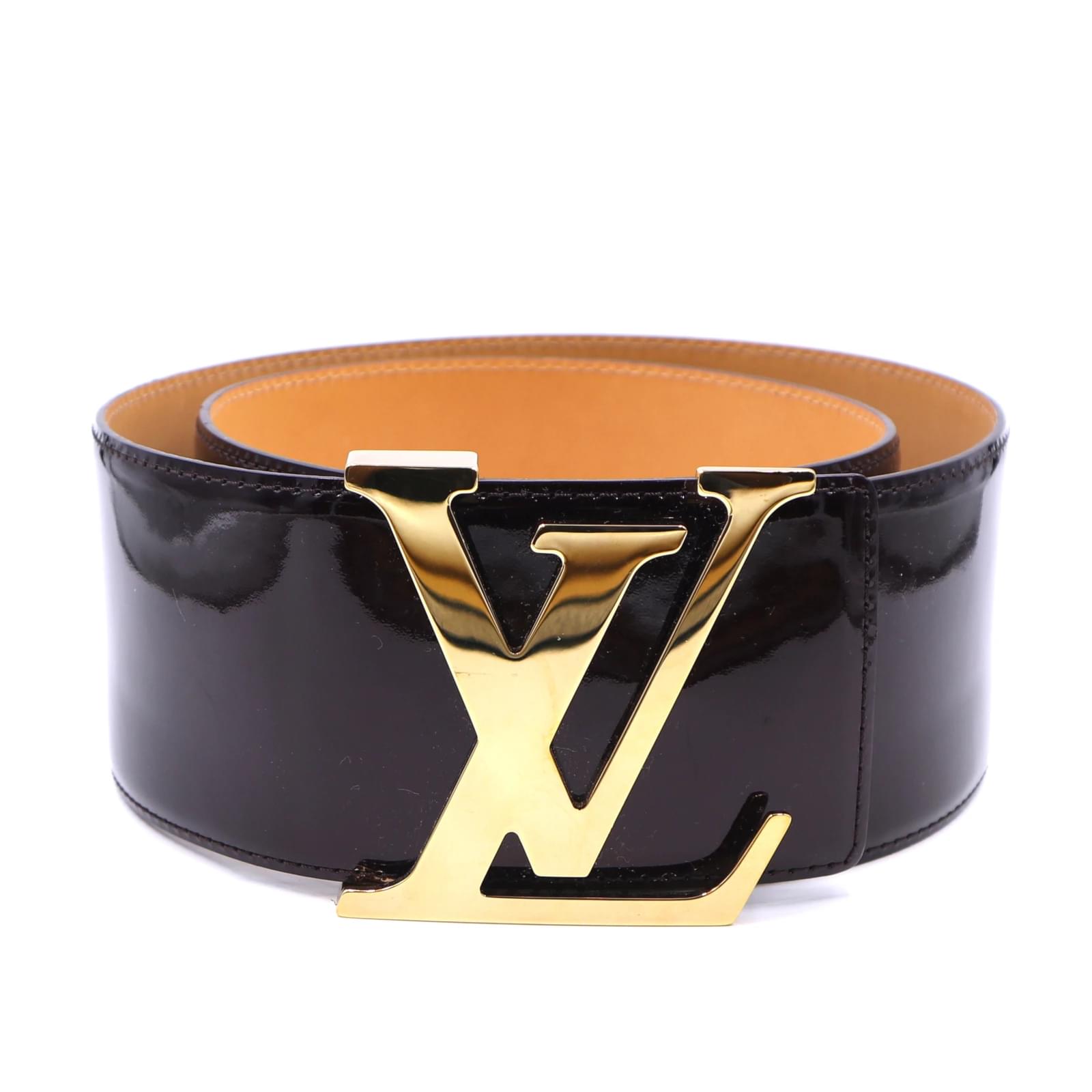 Louis Vuitton Amarante Vernis Extra Wide Gold Buckle 75 30 Belt Brown Leather Ref 31 Joli Closet