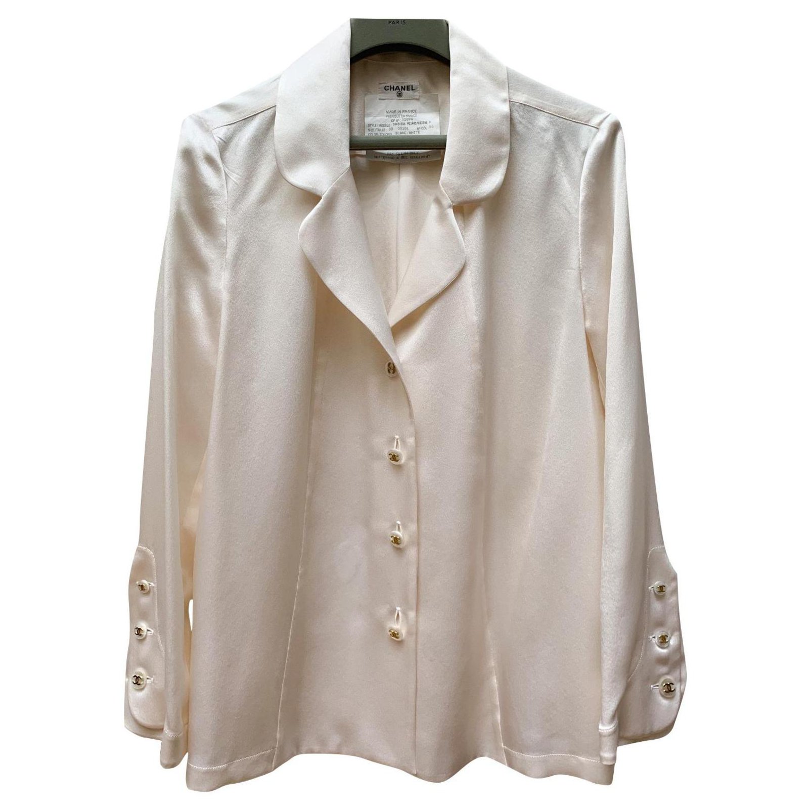 Chanel Silk blouse CC Eggshell ref.318393 - Joli Closet
