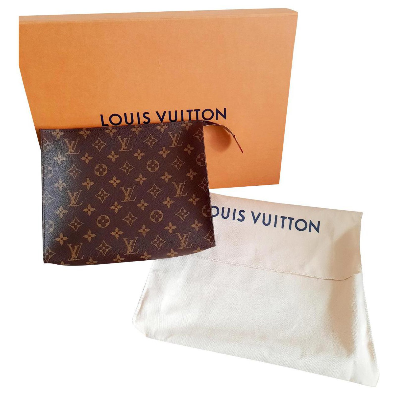 Louis Vuitton Clutch bags Light brown Dark brown Leather Cloth ref.318487 -  Joli Closet
