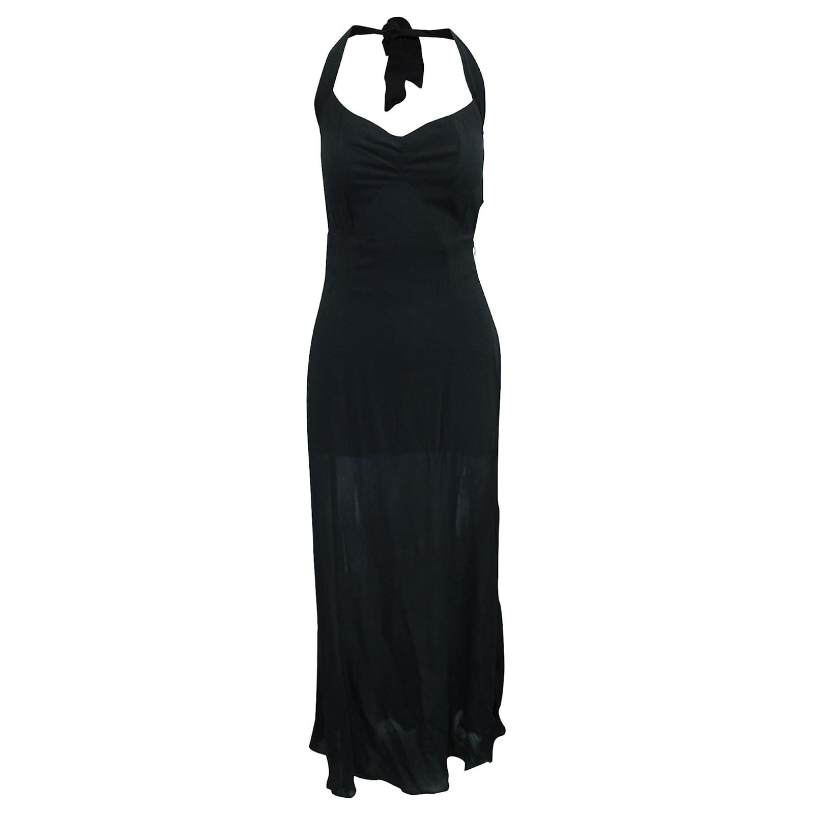 Reformation Black Maxi Dress with Front 