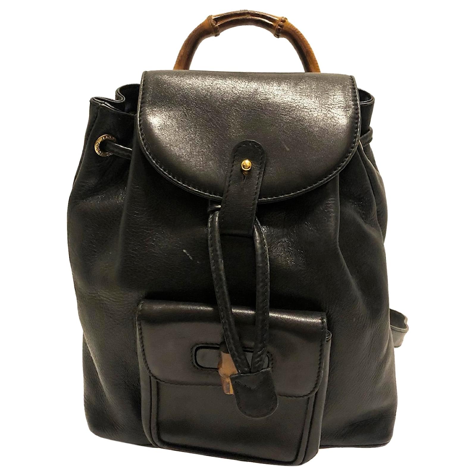 gucci leather drawstring backpack