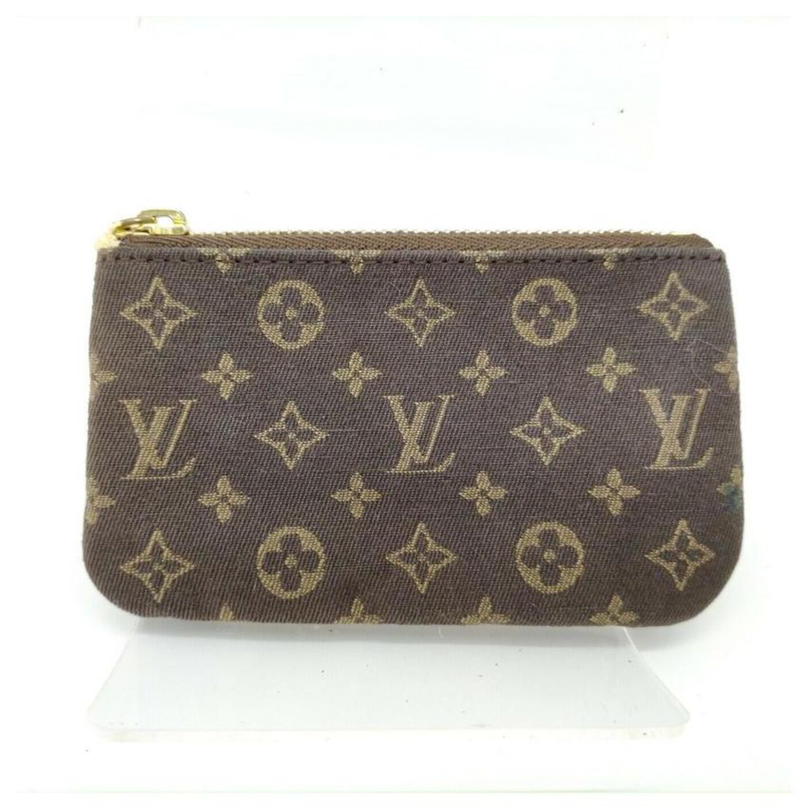 Louis Vuitton Brown Monogram Mini Lin Key Pouch Pochette Cles