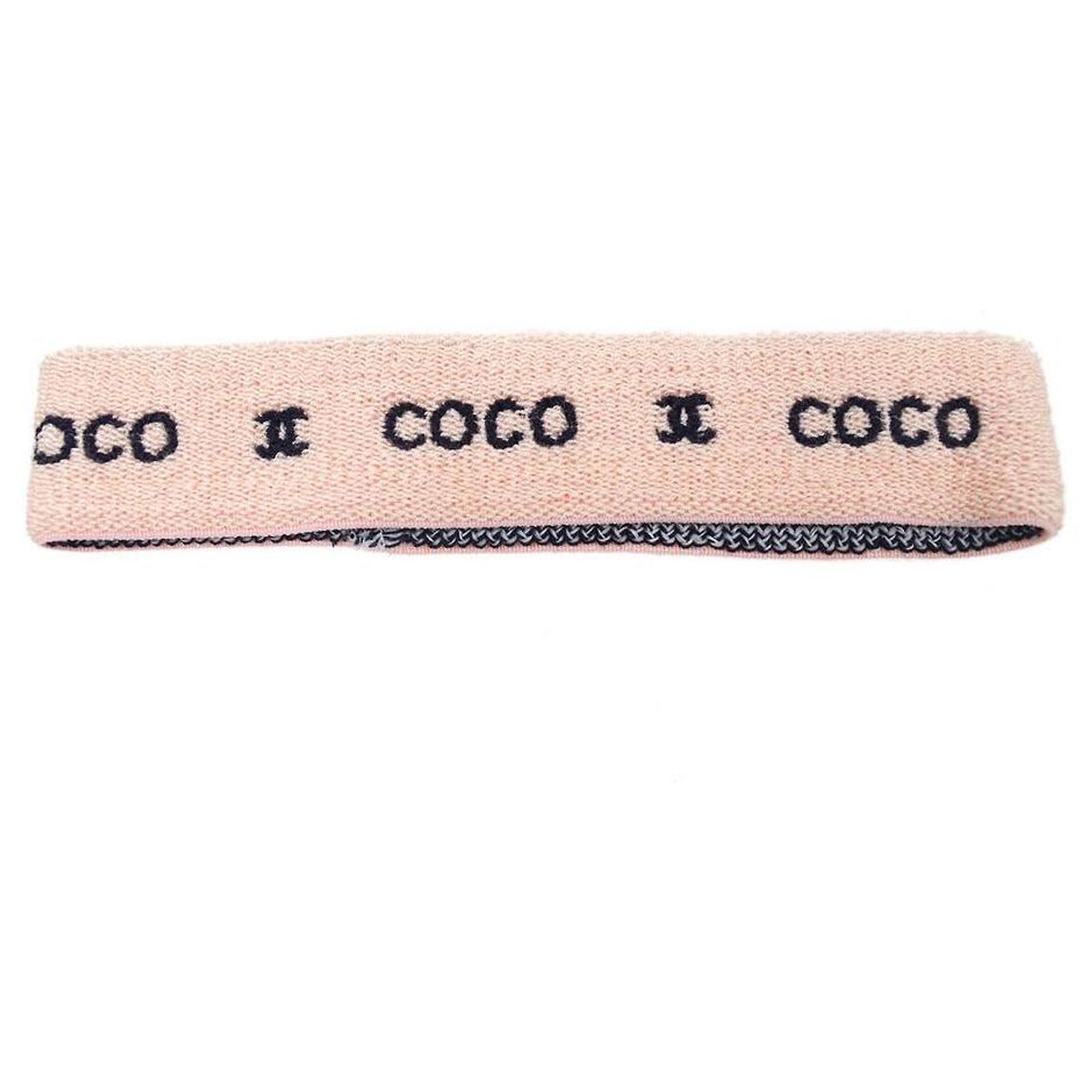 Chanel pink x black 02p Coco CC Headband Gym Sweat Band ref 