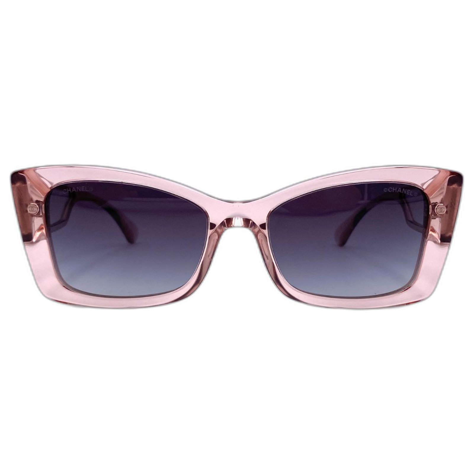 Chanel - Rectangular Sunglasses - Transparent Pink - Chanel