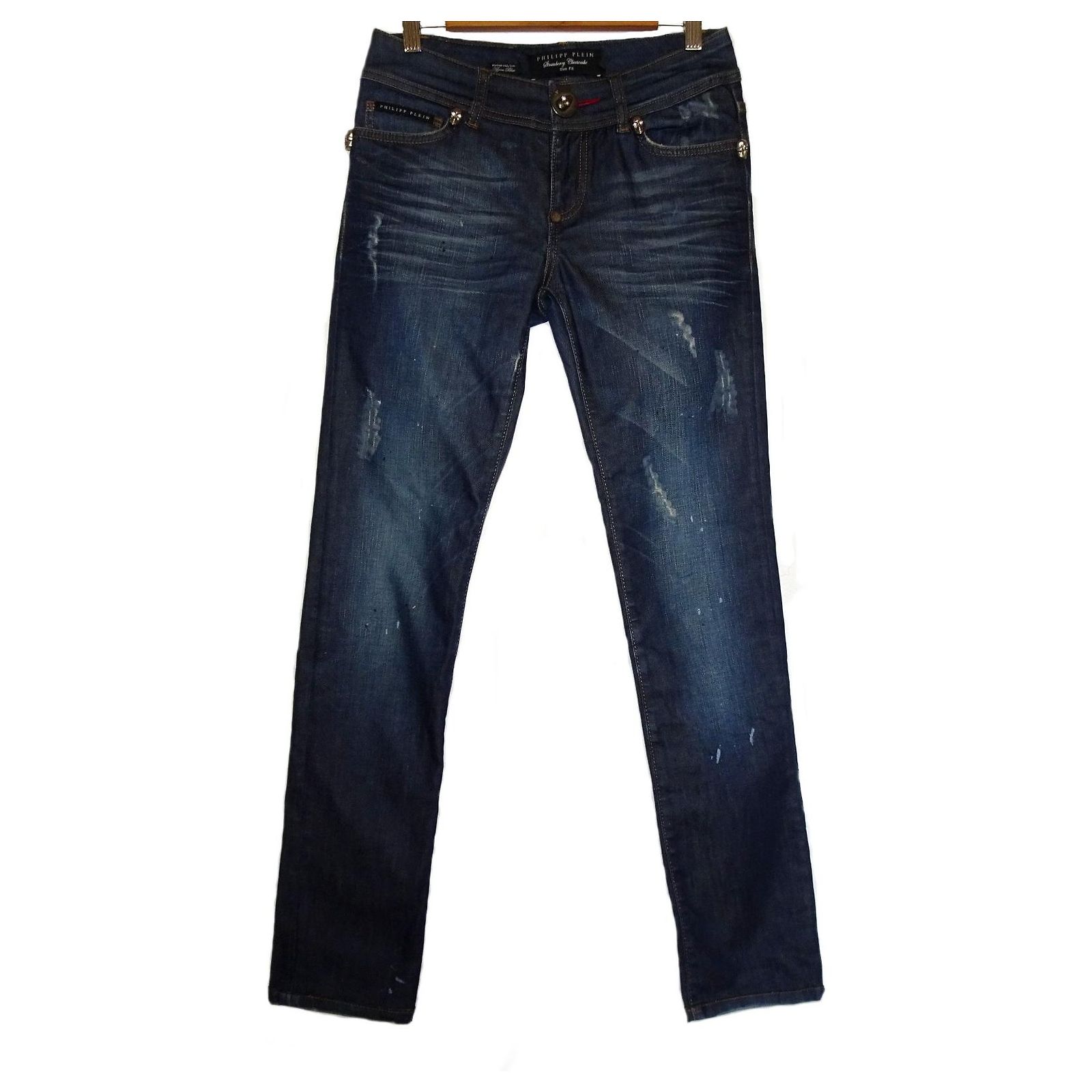 Jeans Homme PHILIPP PLEIN Slim Destroy - Taille 40 - Bleu - Excellent État (Occasion Très Peu Porté)
