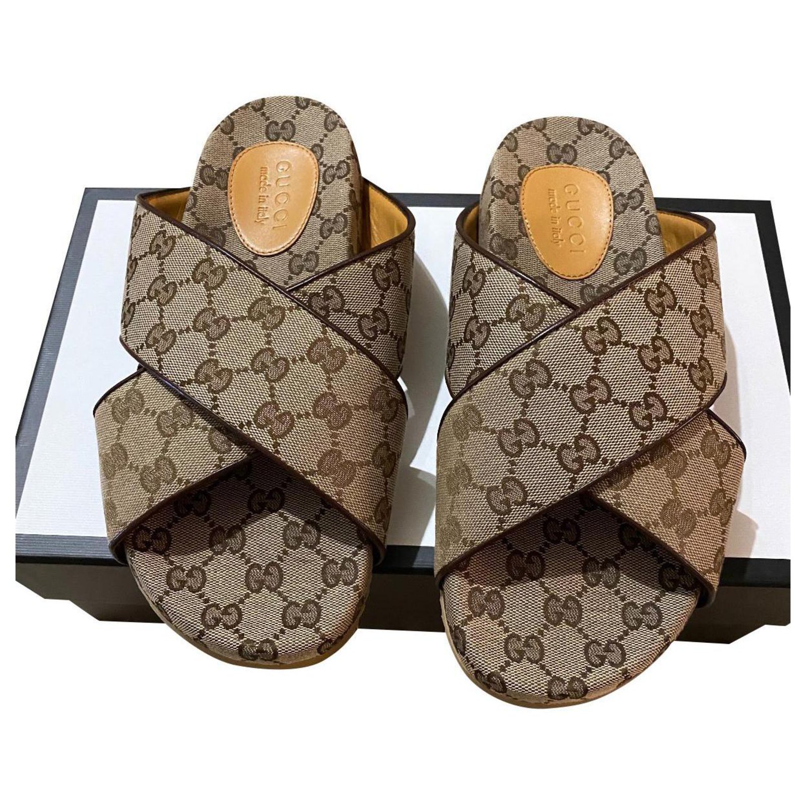 Gucci Men Sandals Beige Cloth ref.400418 - Joli Closet