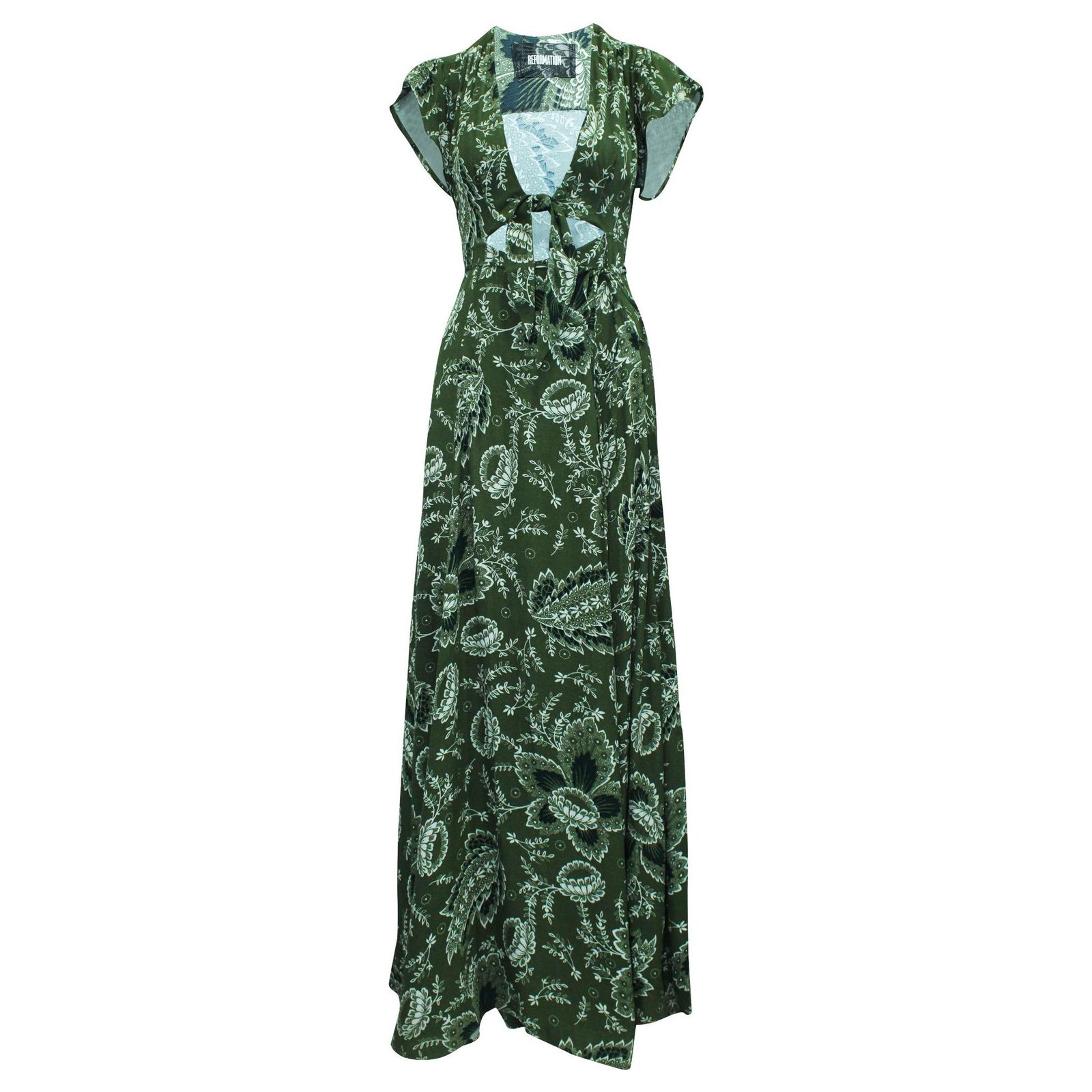 Reformation Green Print Maxi Wrap Dress Viscose ref.320512 - Joli Closet