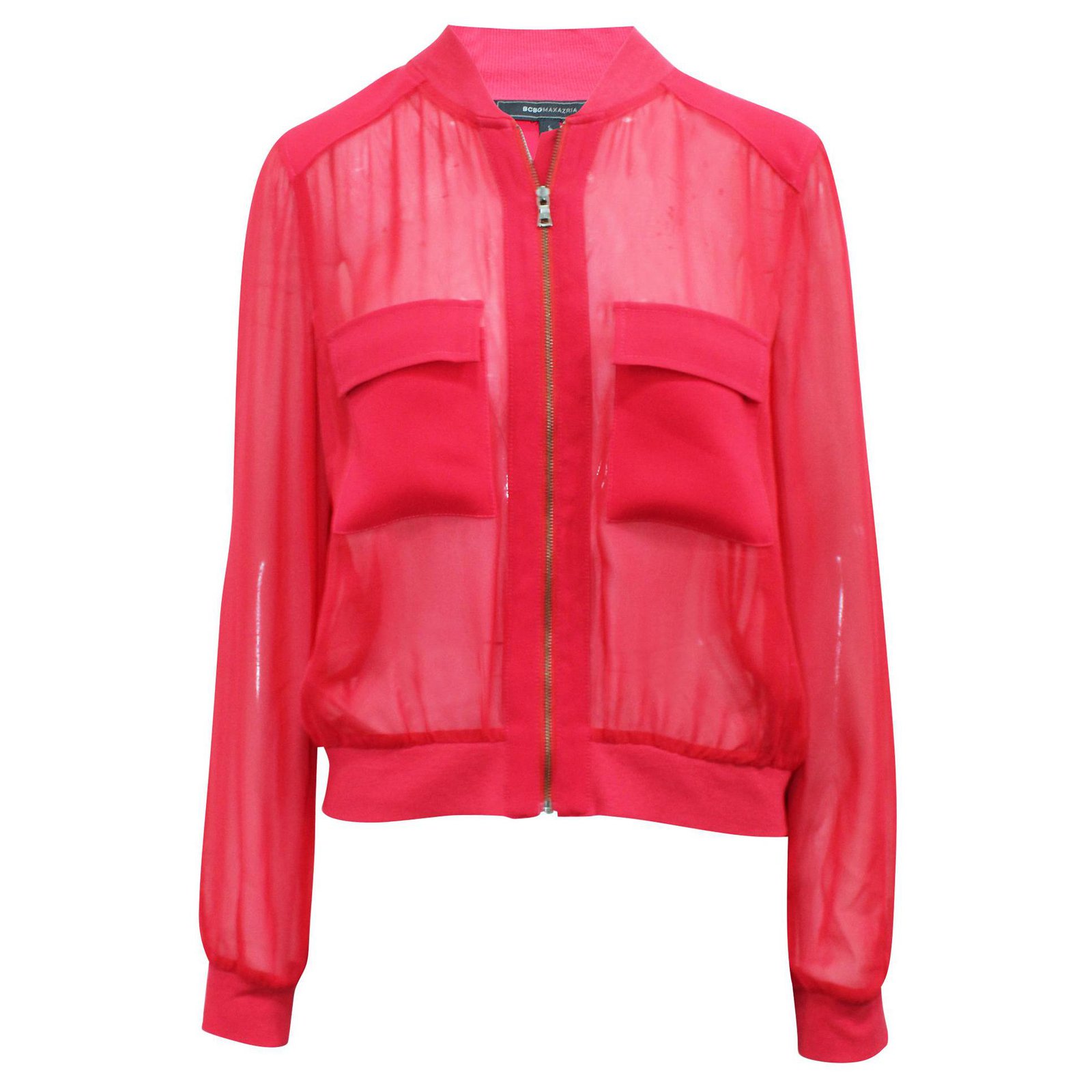 Semi Transparent Red Zip Jacket