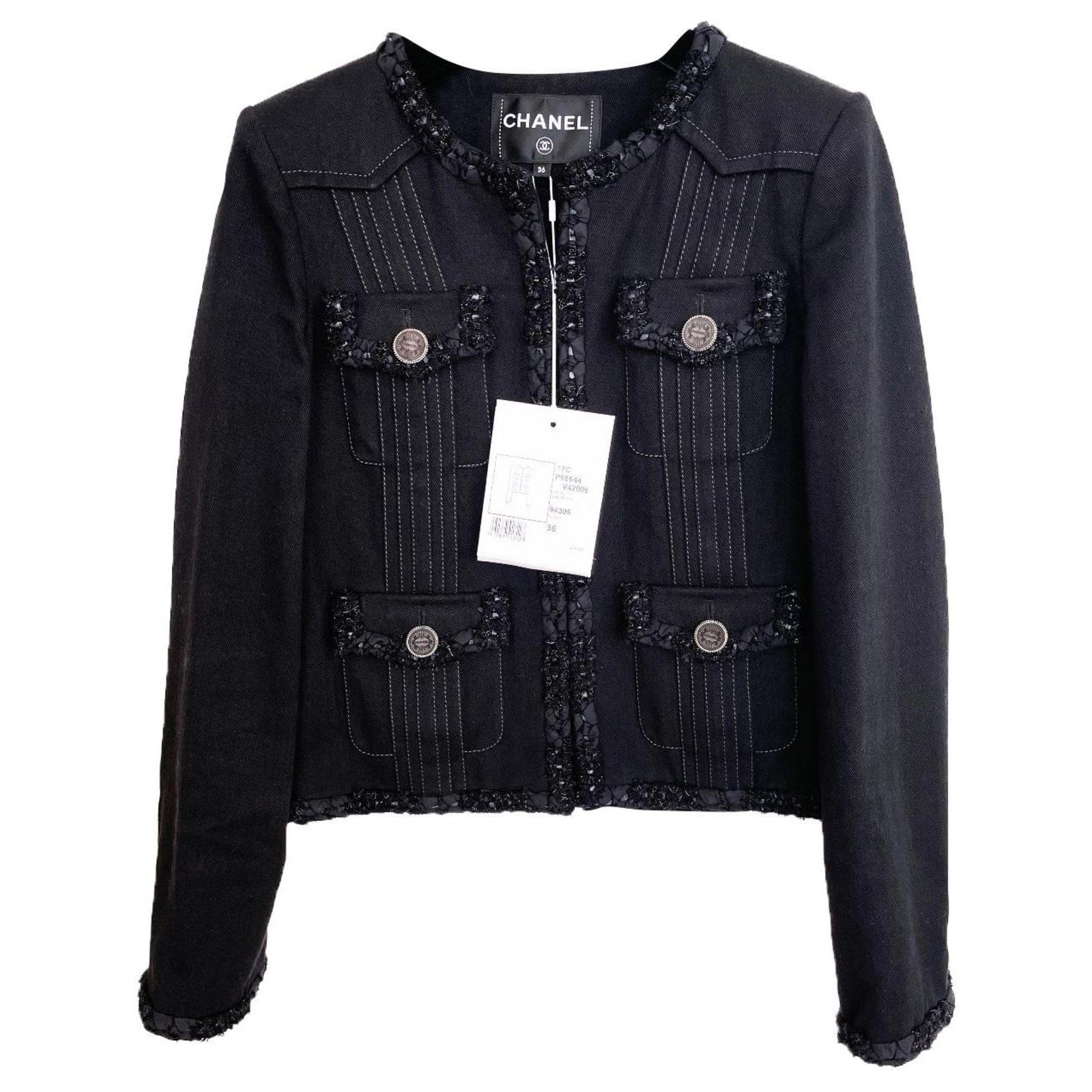 Preloved CHANEL Black Tweed Jacket  Reems Closet