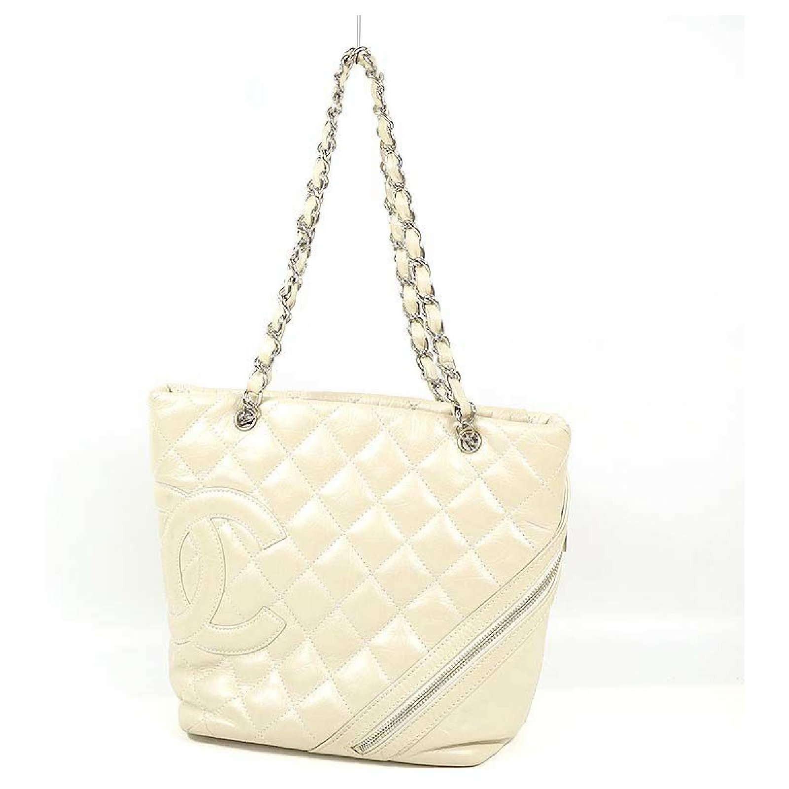 CHANEL Cambon medium tote Cotton Club tote bag A34317 ivory( pearl gray)  Cream Leather ref.320870 - Joli Closet