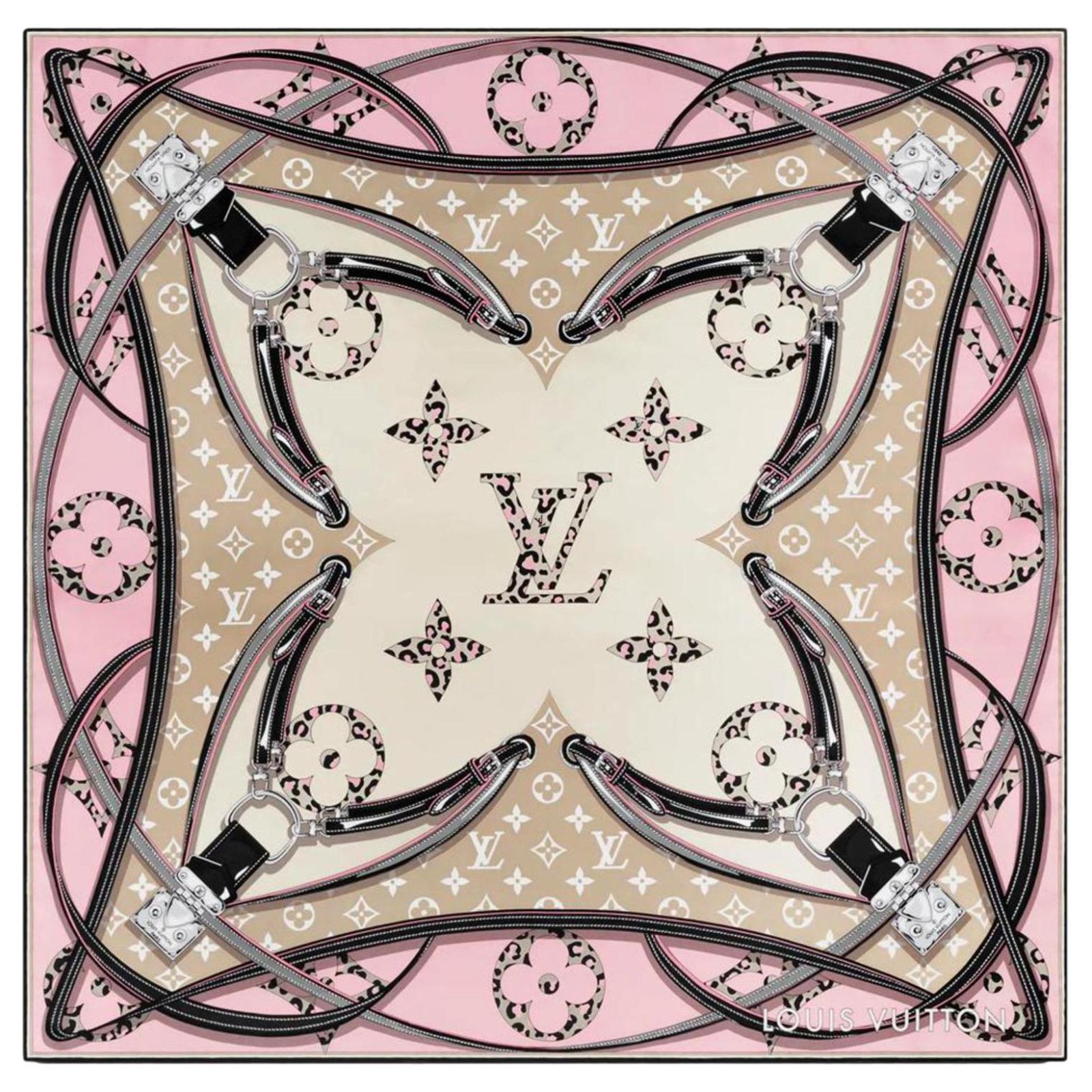 Louis Vuitton Wild at Heart Square Pink Beige Silk ref.321005