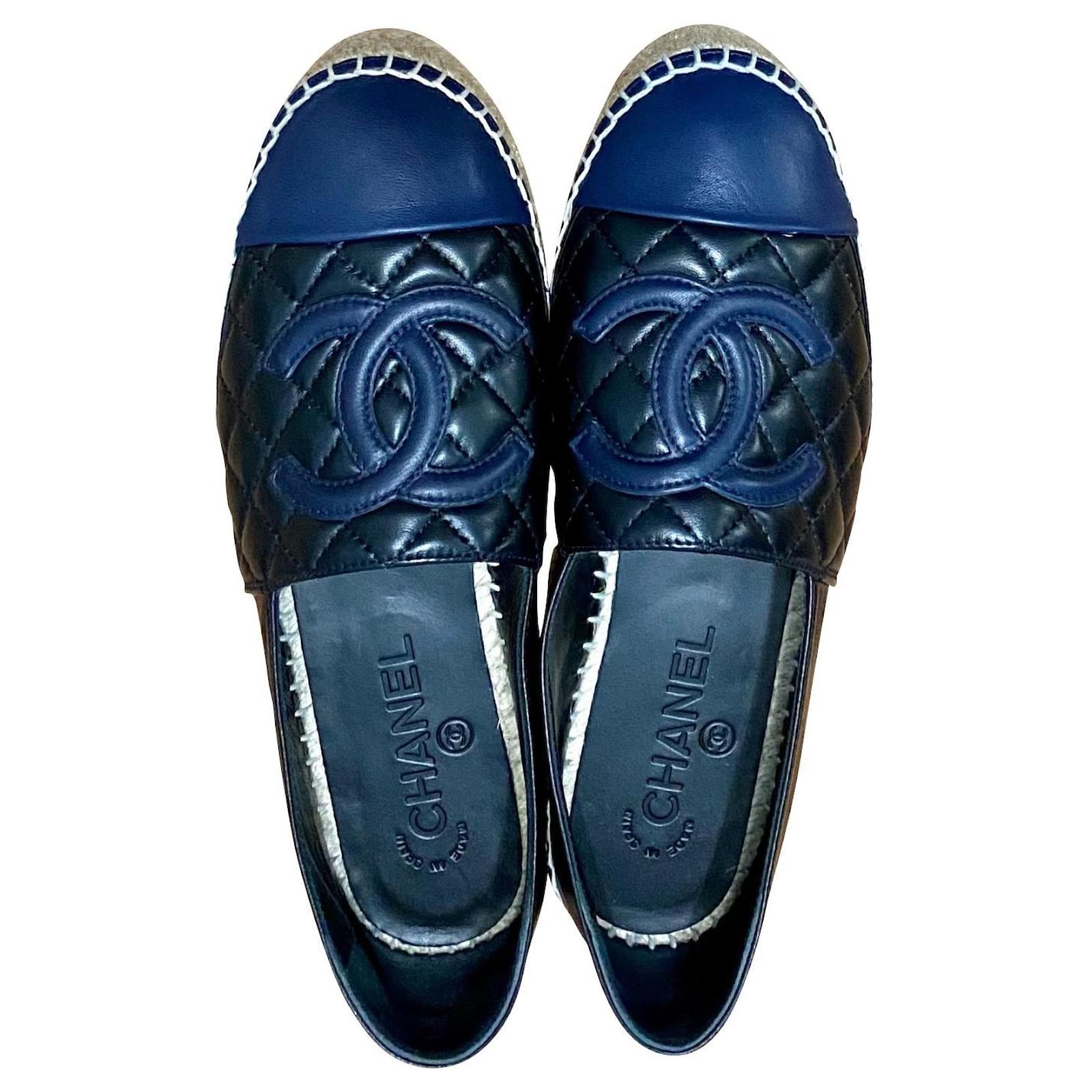 Chanel espadrillas Blu navy Pelle ref.321020 - Joli Closet