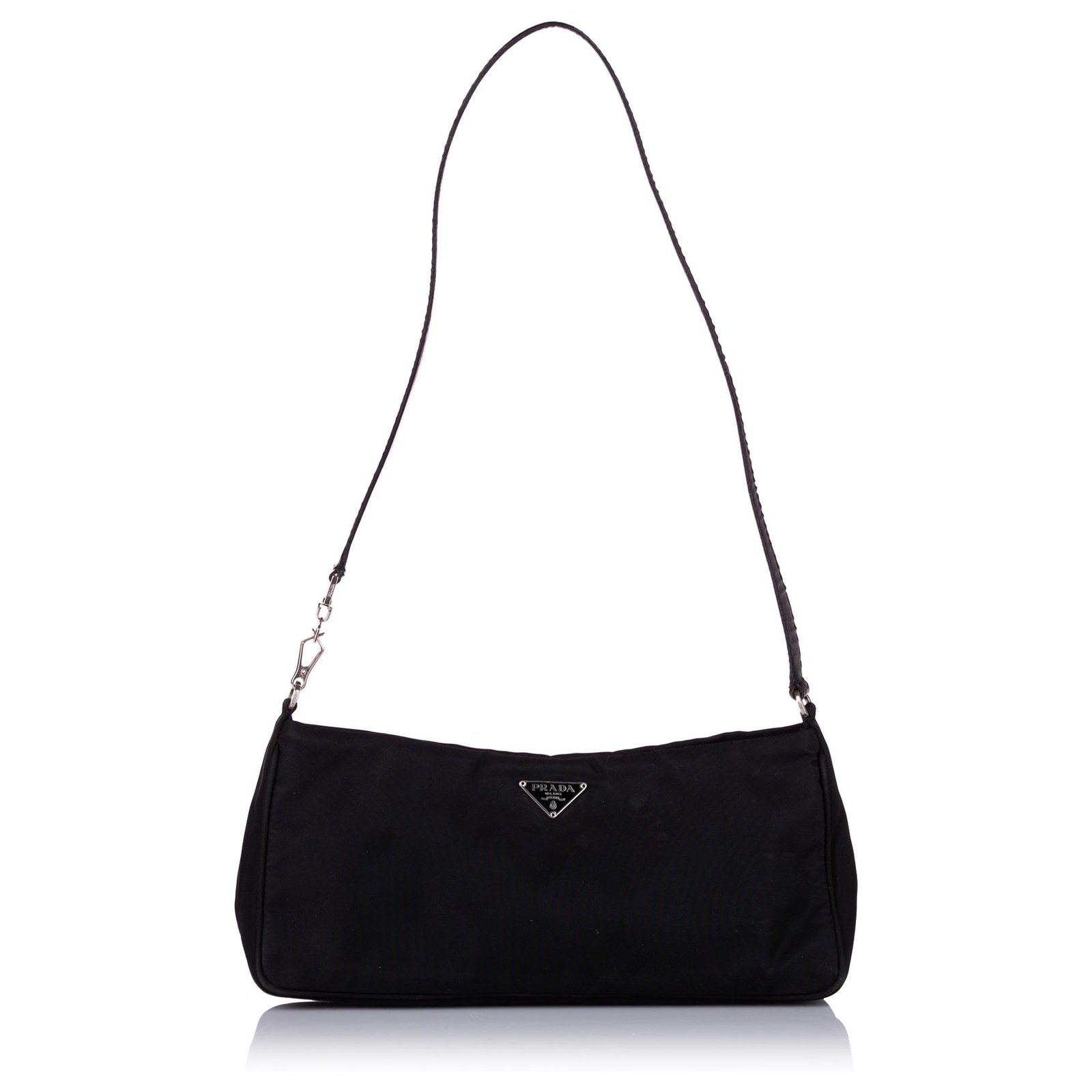 Prada Black Tessuto Boston Bag Leather Pony-style calfskin Nylon Cloth  ref.409520 - Joli Closet