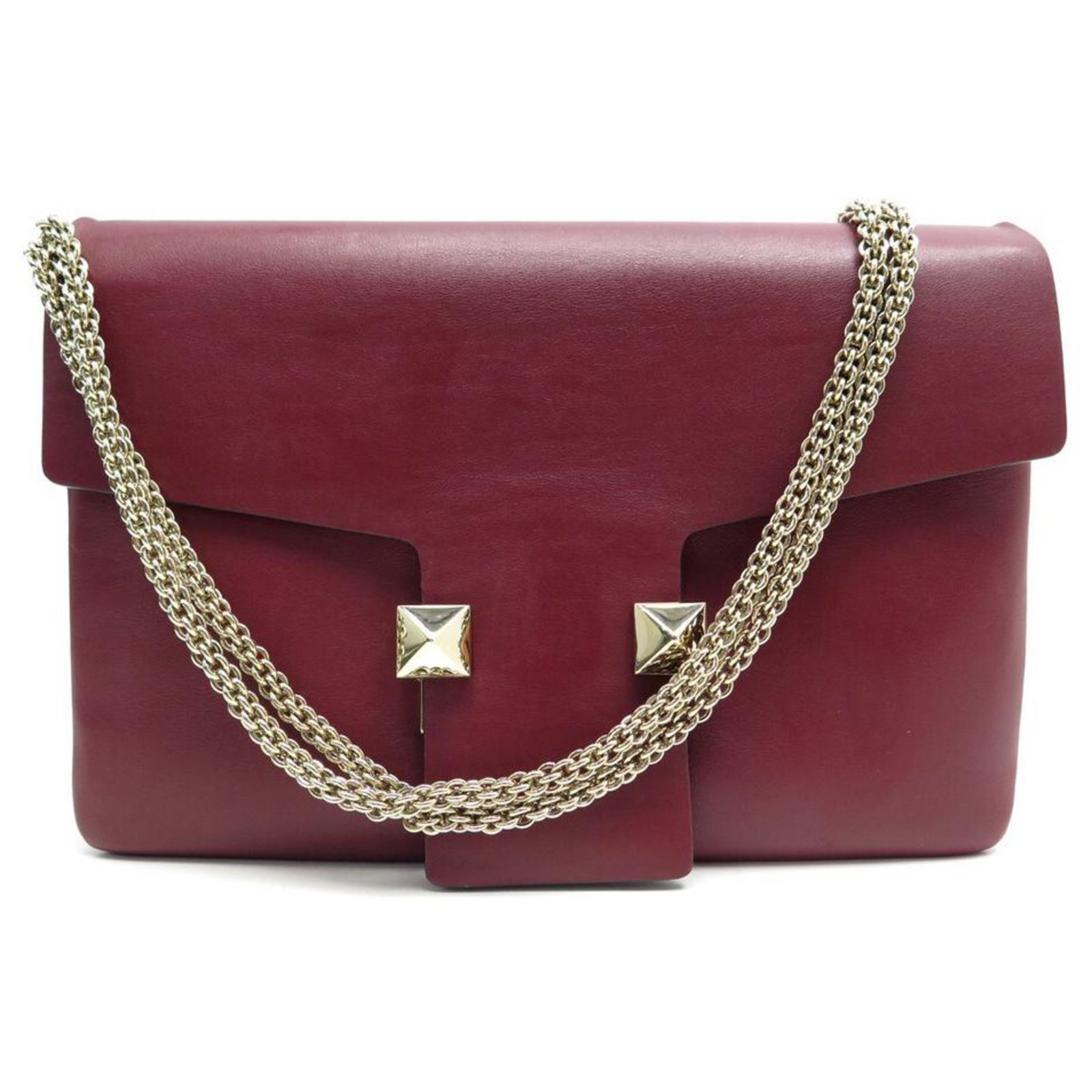 SAC A MAIN VALENTINO POCHETTE ROCKSTUD CUIR BORDEAUX BANDOULIERE