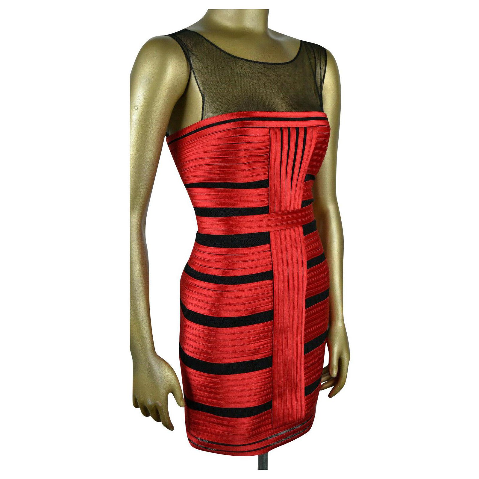 Bcbg Max Azria Dresses Black Red Polyester ref.322525 Joli Closet