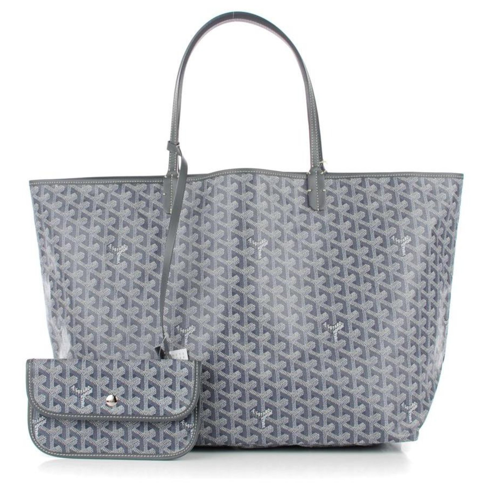 Goyard Grey Chevron St Louis PM Tote Bag with Pouch Leather ref