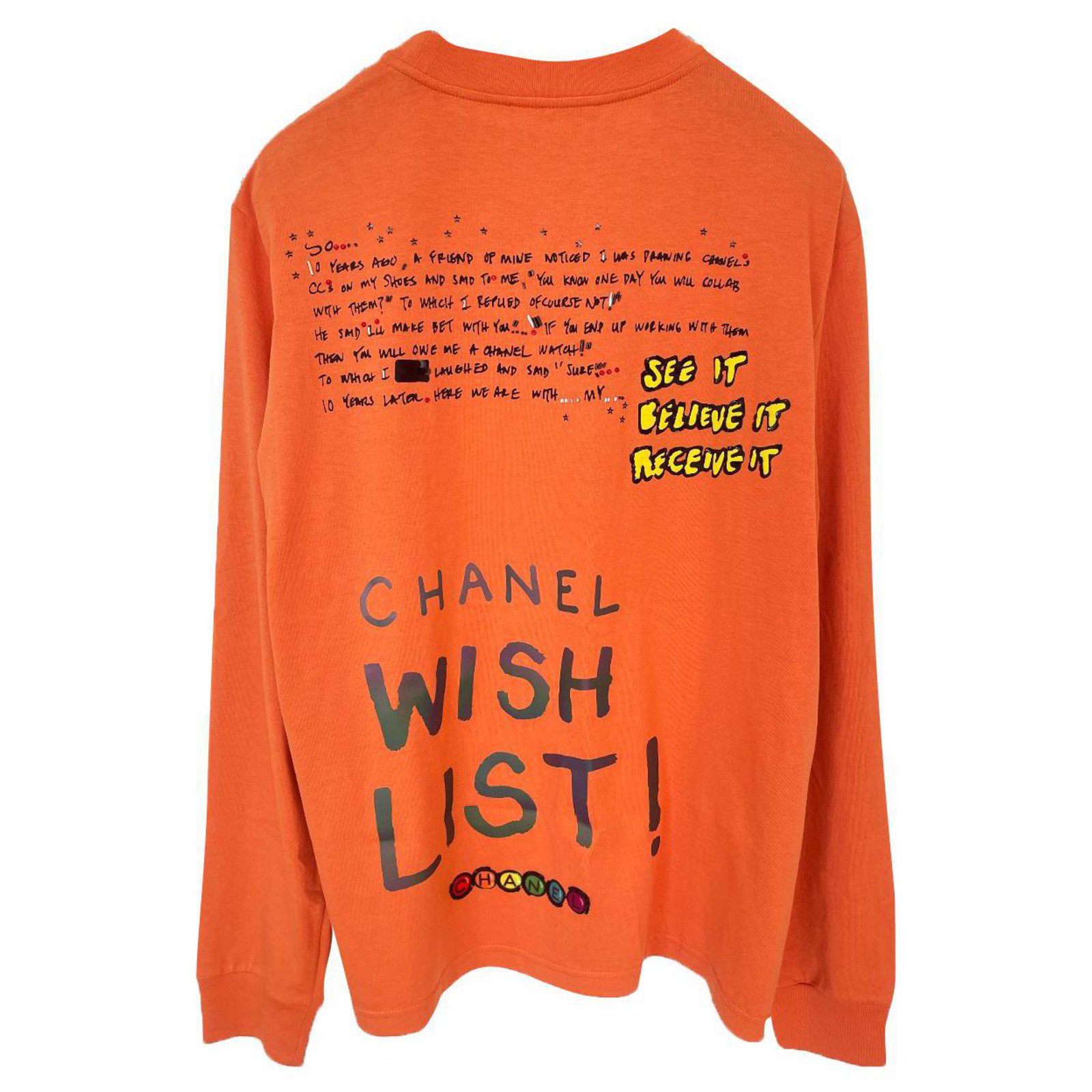 Chanel RARE!! x PHARRELL Graffiti Sweatshirt Orange Cotton ref