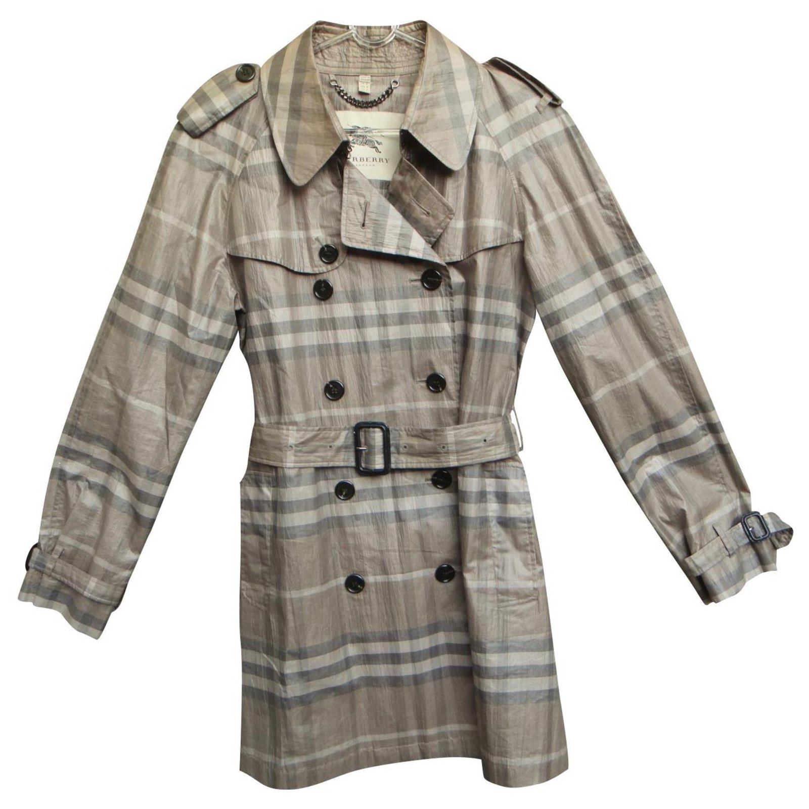 Burberry light cotton & silk trench coat size 40 Grey Polyester ref.322711  - Joli Closet