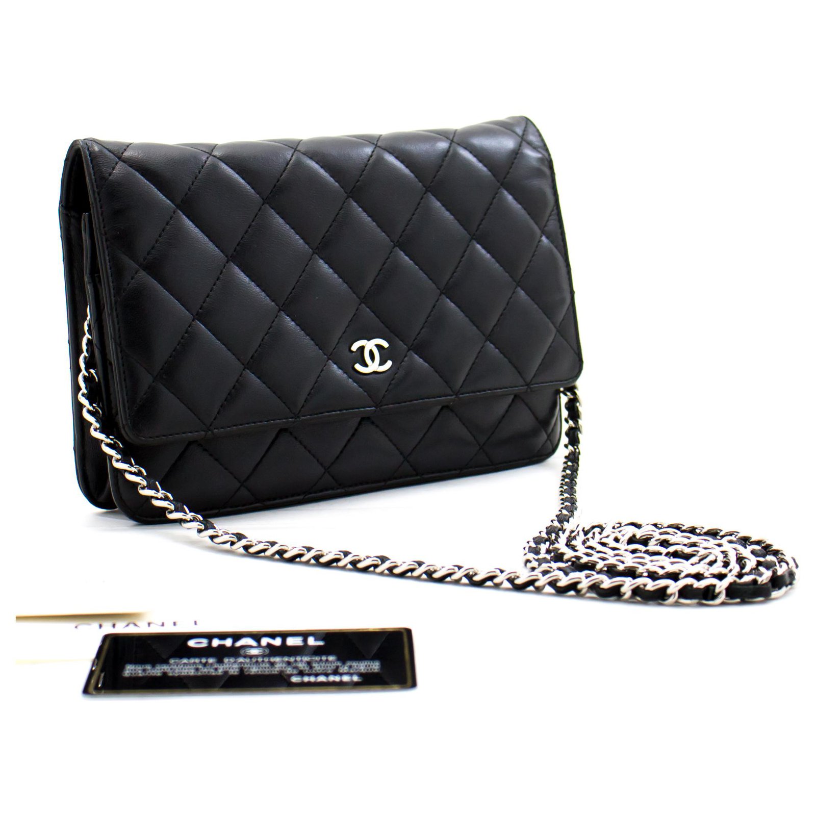 CHANEL Black Classic Wallet On Chain WOC Shoulder Bag Crossbody Leather   - Joli Closet