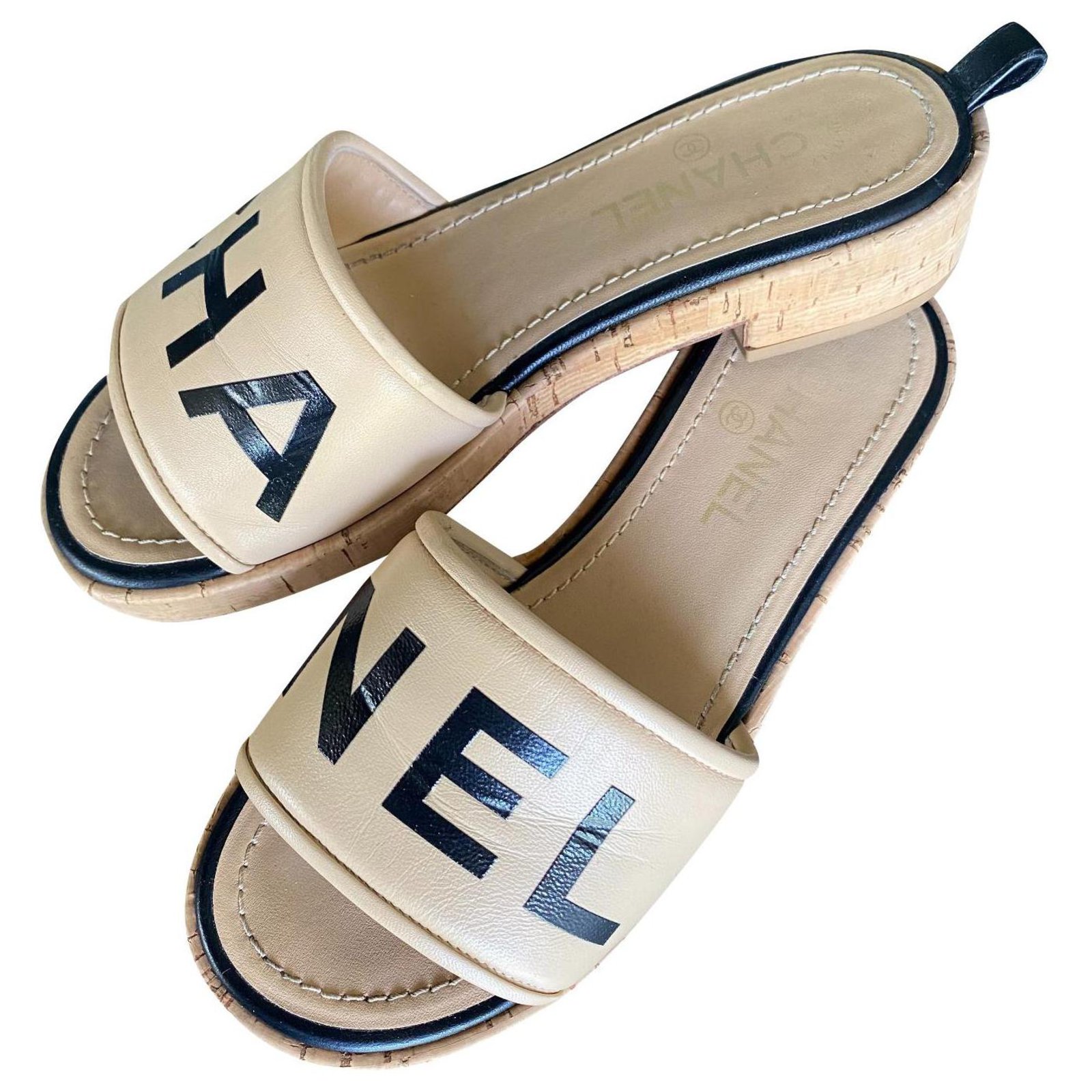 Chanel Beige Satin Chain Detail Ankle Strap Flat Sandals Size 41.5 Chanel |  TLC