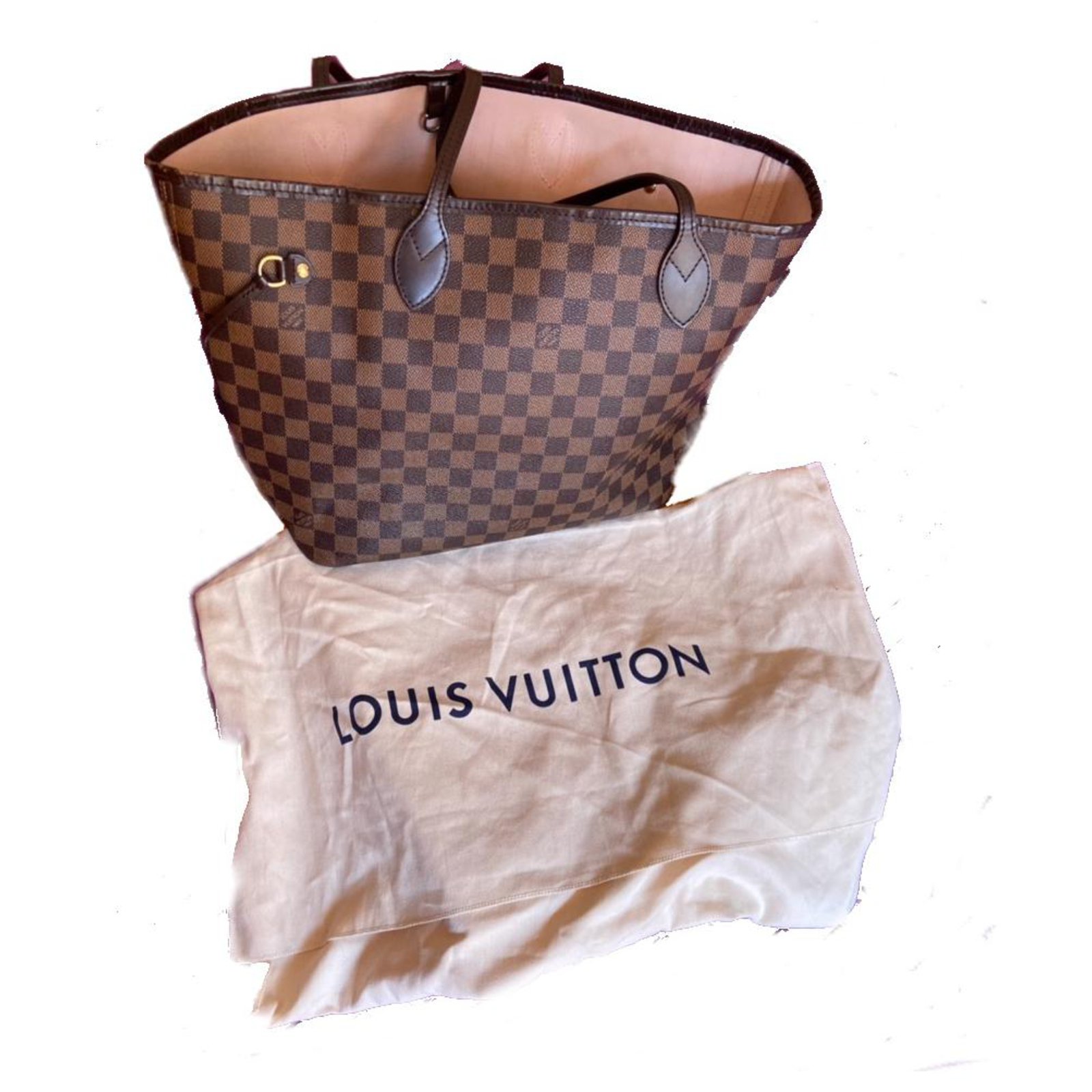 Louis Vuitton Neverfull MM interior pink Dark brown ref.323508 - Joli Closet
